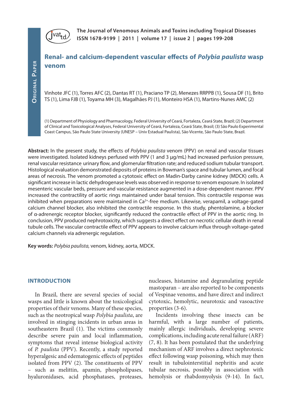 And Calcium-Dependent Vascular Effects of Polybia Paulista Wasp Er