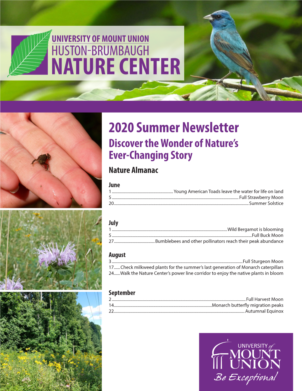 2020 Summer Newsletter Discover the Wonder of Nature’S Ever-Changing Story Nature Almanac June 1
