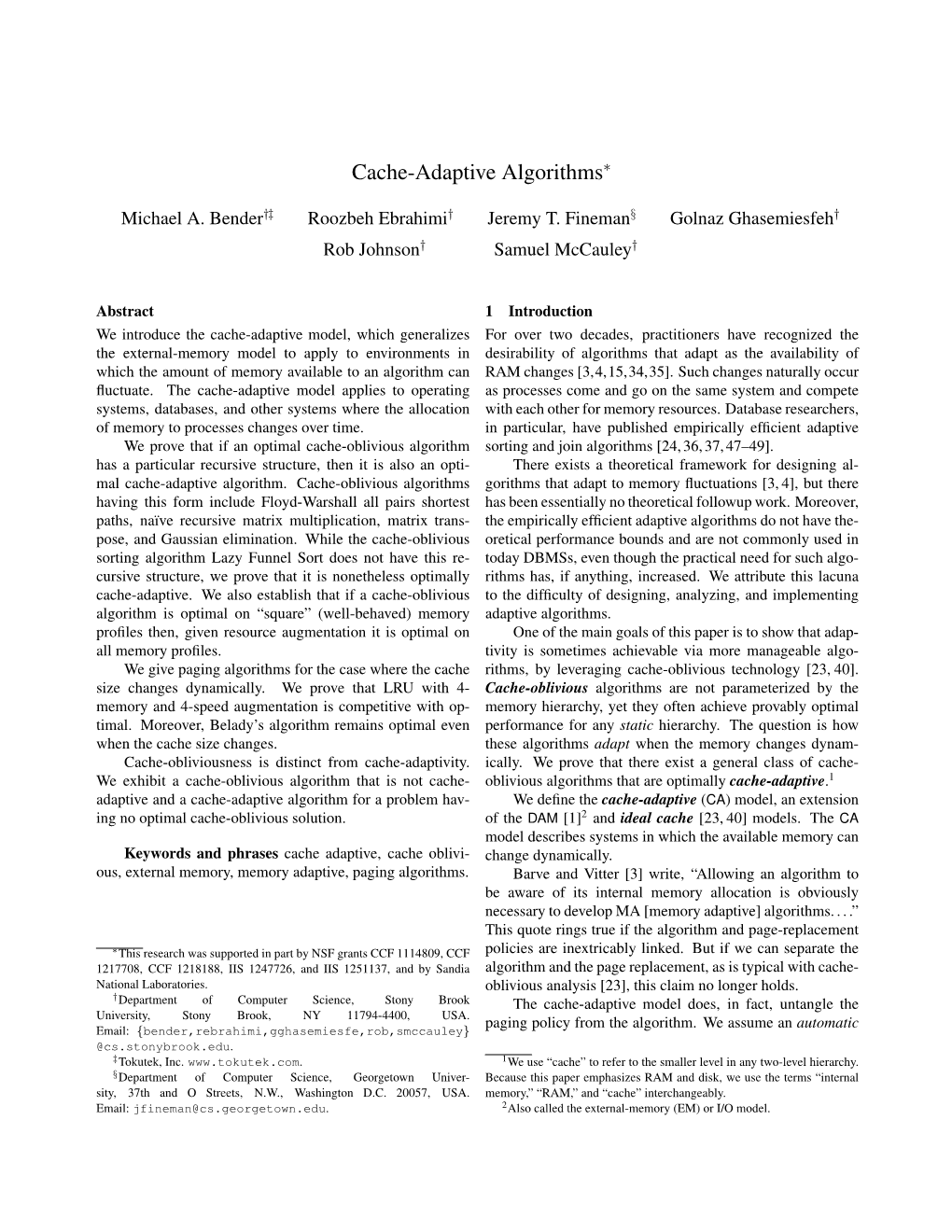 Cache-Adaptive Algorithms∗