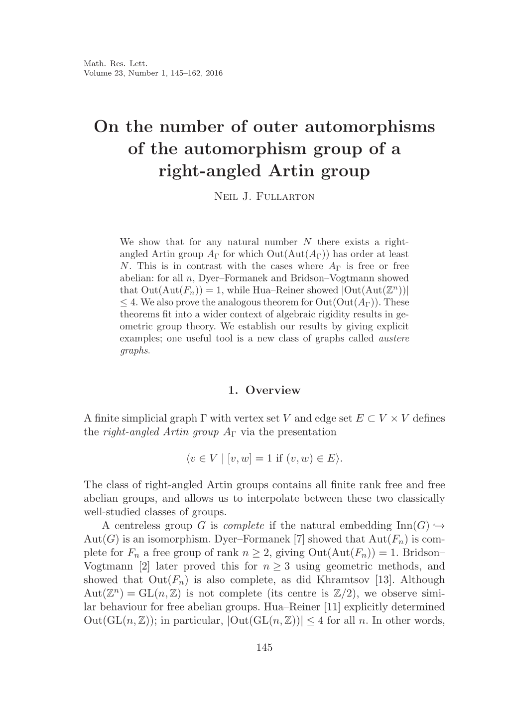 On the Number of Outer Automorphisms of the Automorphism Group of a Right-Angled Artin Group Neil J