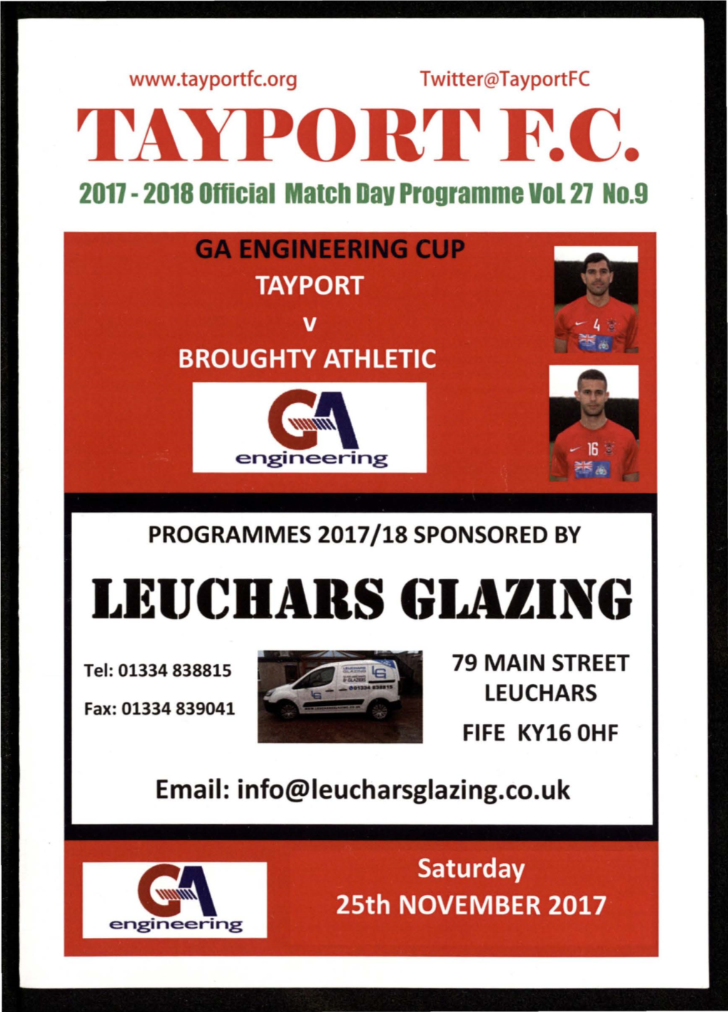 TAYPORT F.C. 2011-2018Official Matchoav Programme Vol 21 No.9