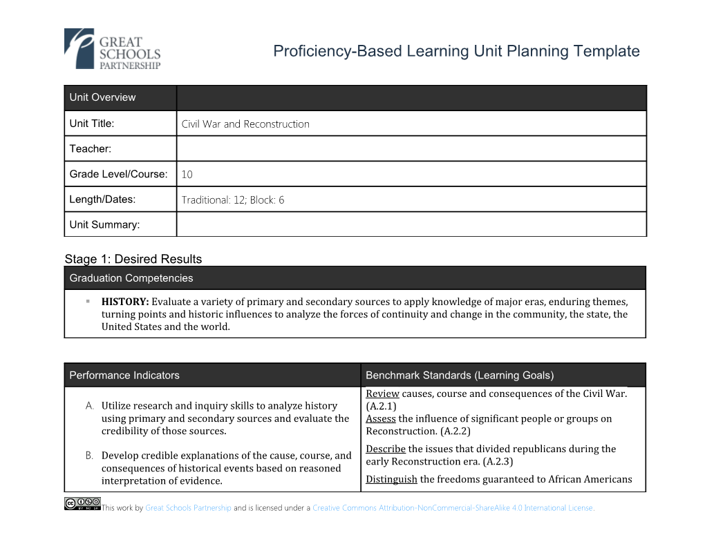 Stage 2: Evidence of Student Learning