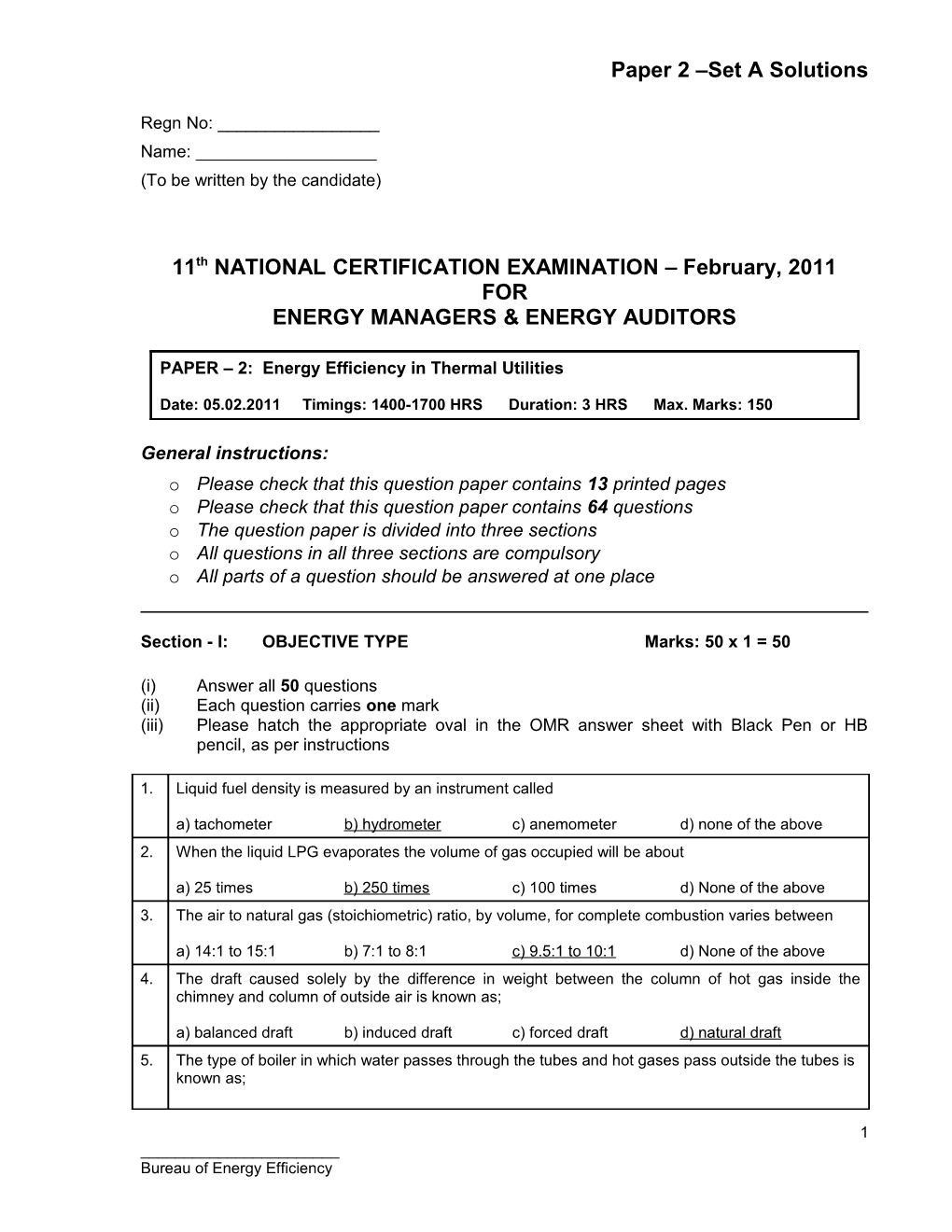 National Certification Examination 2008