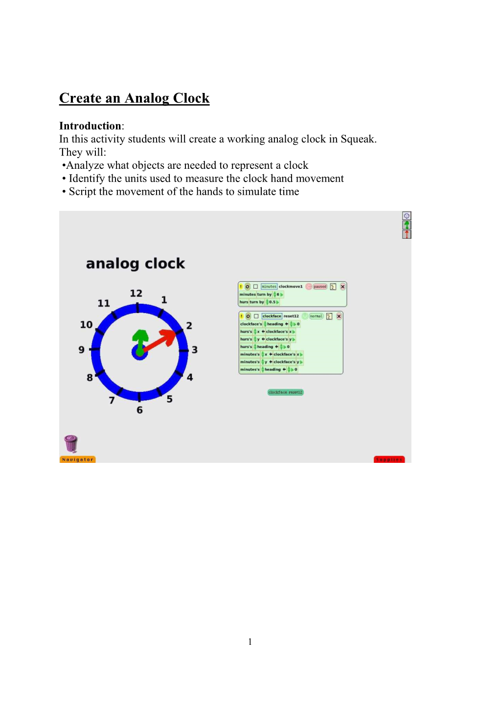 Math Create an Analog Clock