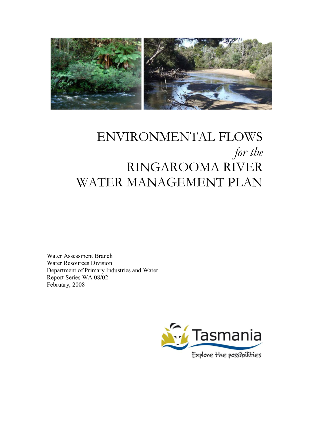 ENVIRONMENTAL FLOWS for the RINGAROOMA RIVER WATER MANAGEMENT PLAN