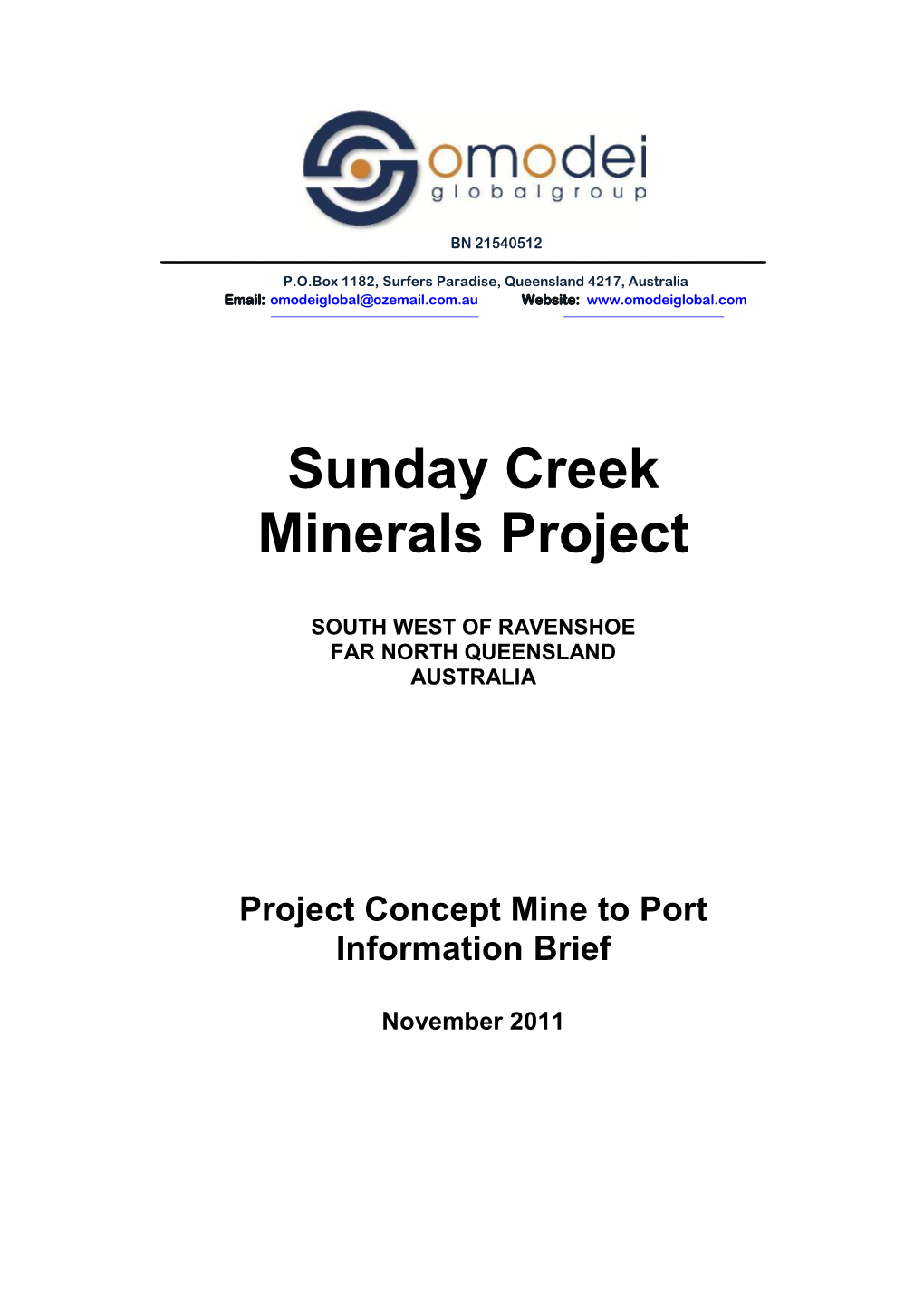 Sunday Creek Minerals Project