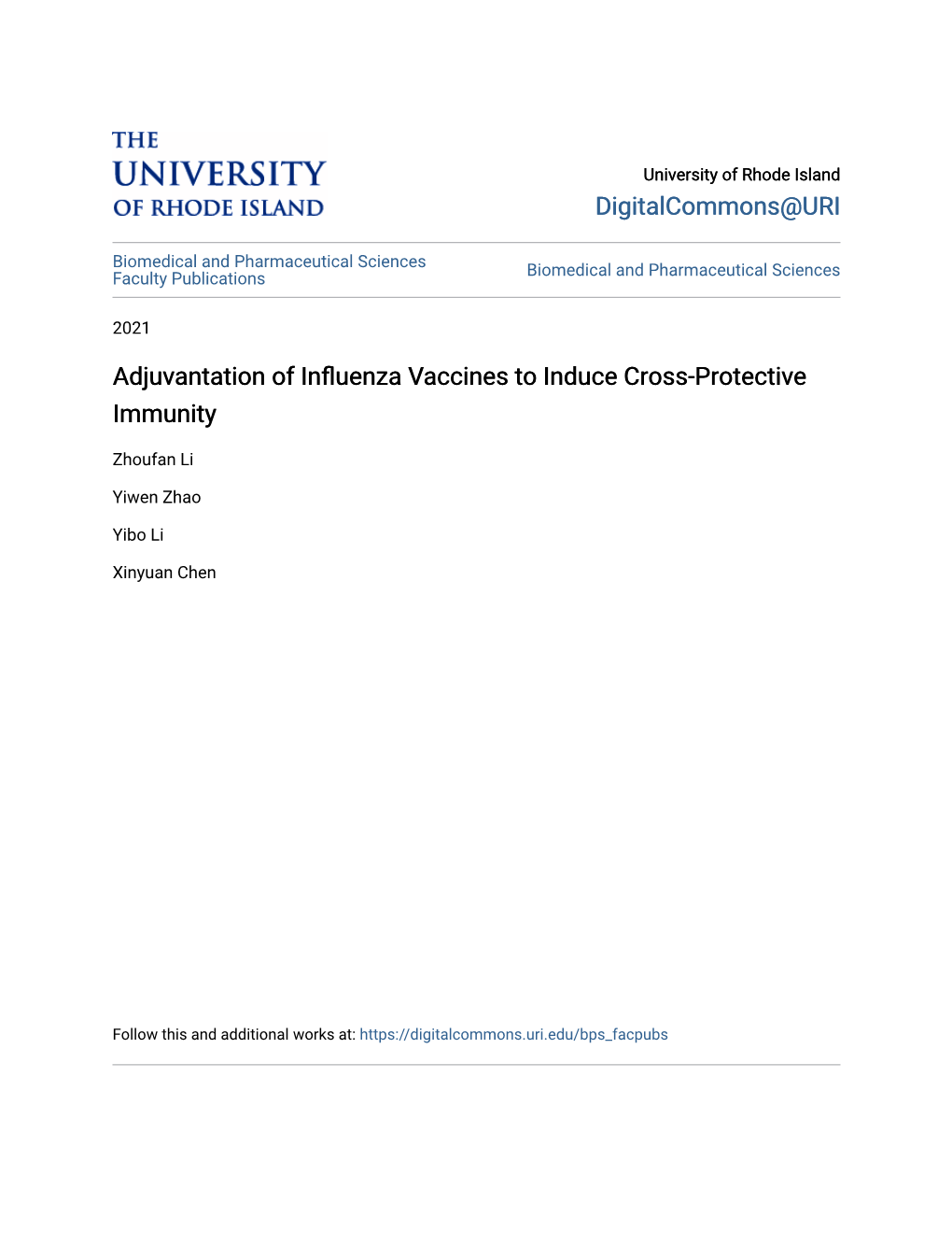 Adjuvantation of Influenza Vaccines to Induce Cross-Protective Immunity