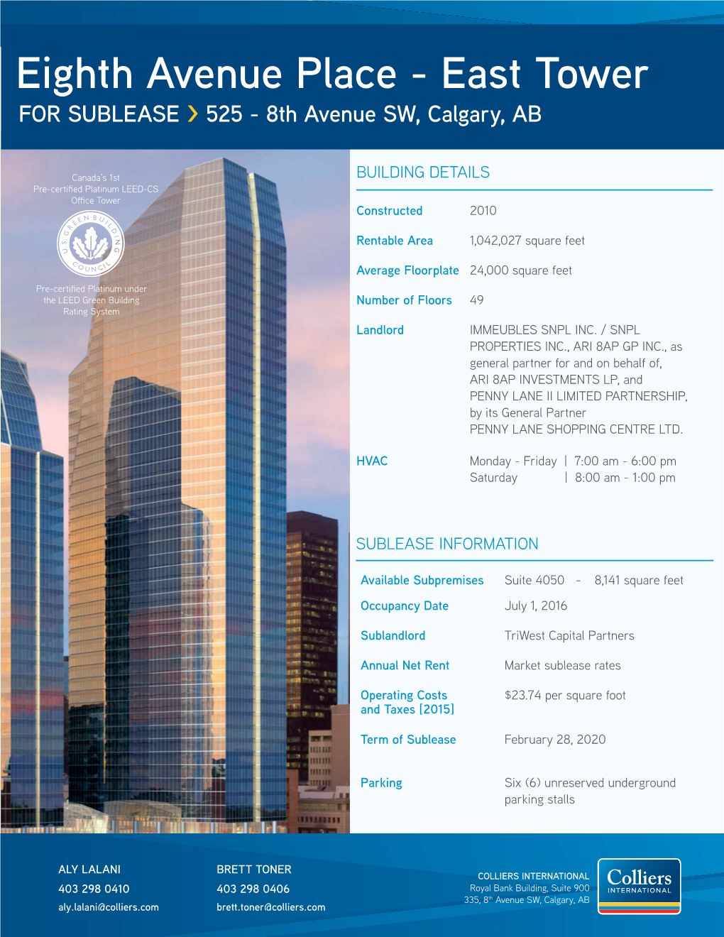 Eighth Avenue Place - East Tower for SUBLEASE > 525 - 8Th Avenue SW, Calgary, AB