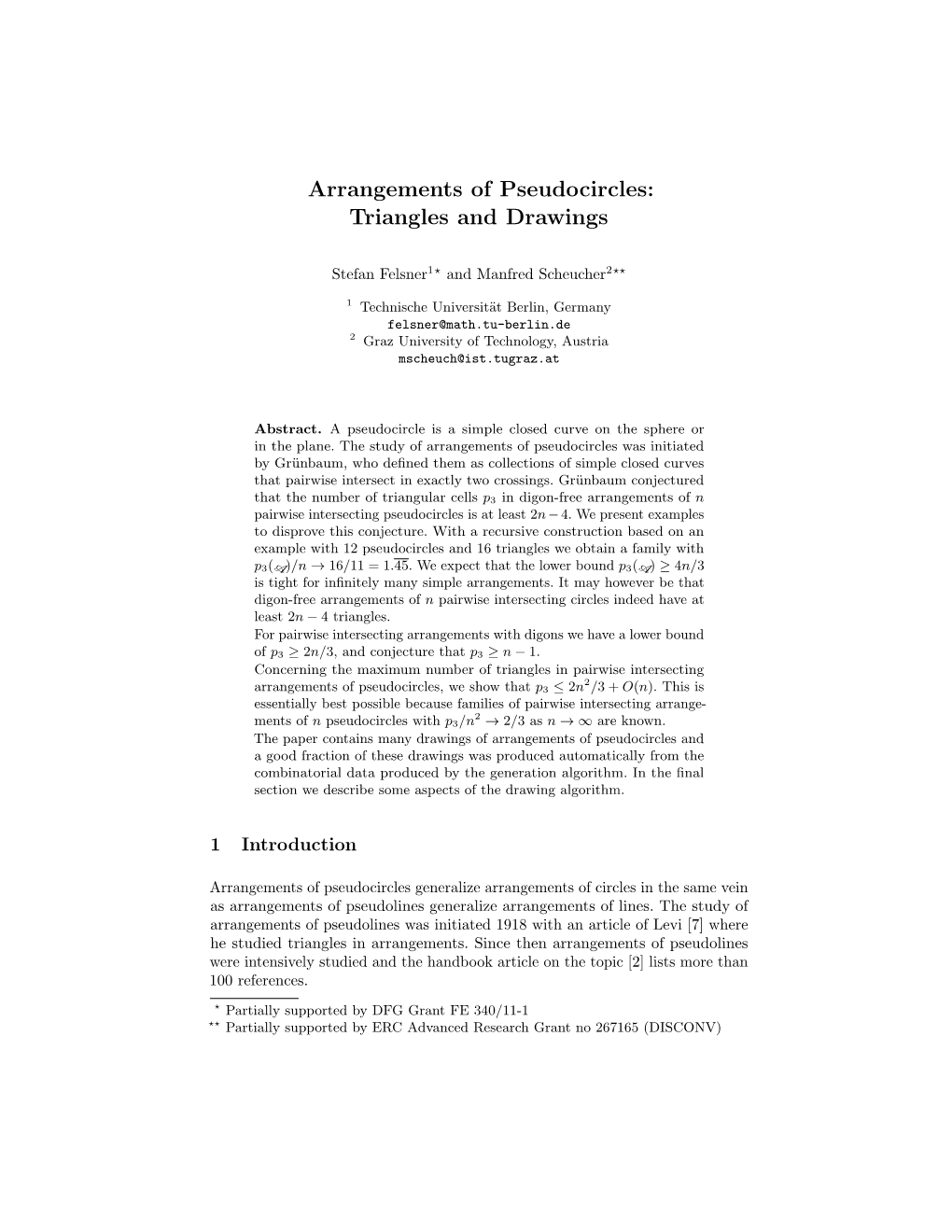 Arrangements of Pseudocircles: Triangles and Drawings