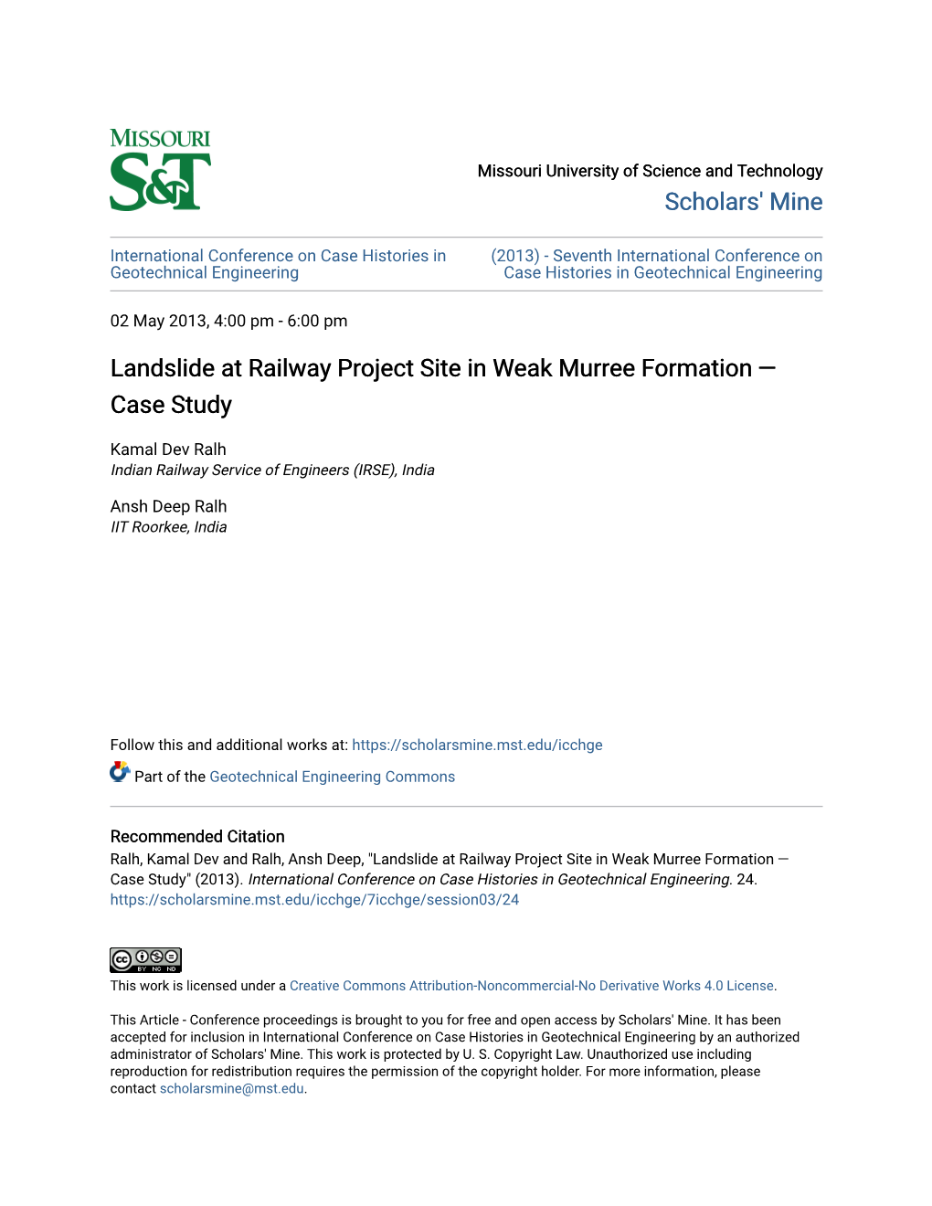 Landslide at Railway Project Site in Weak Murree Formation — Case Study