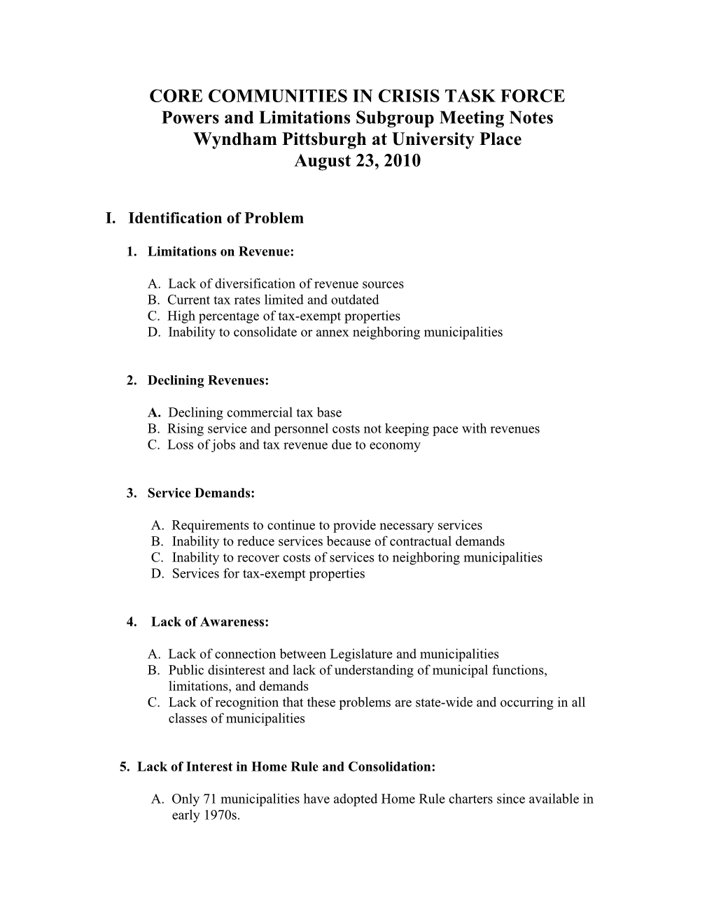 Core Communities in Crisis Task Force