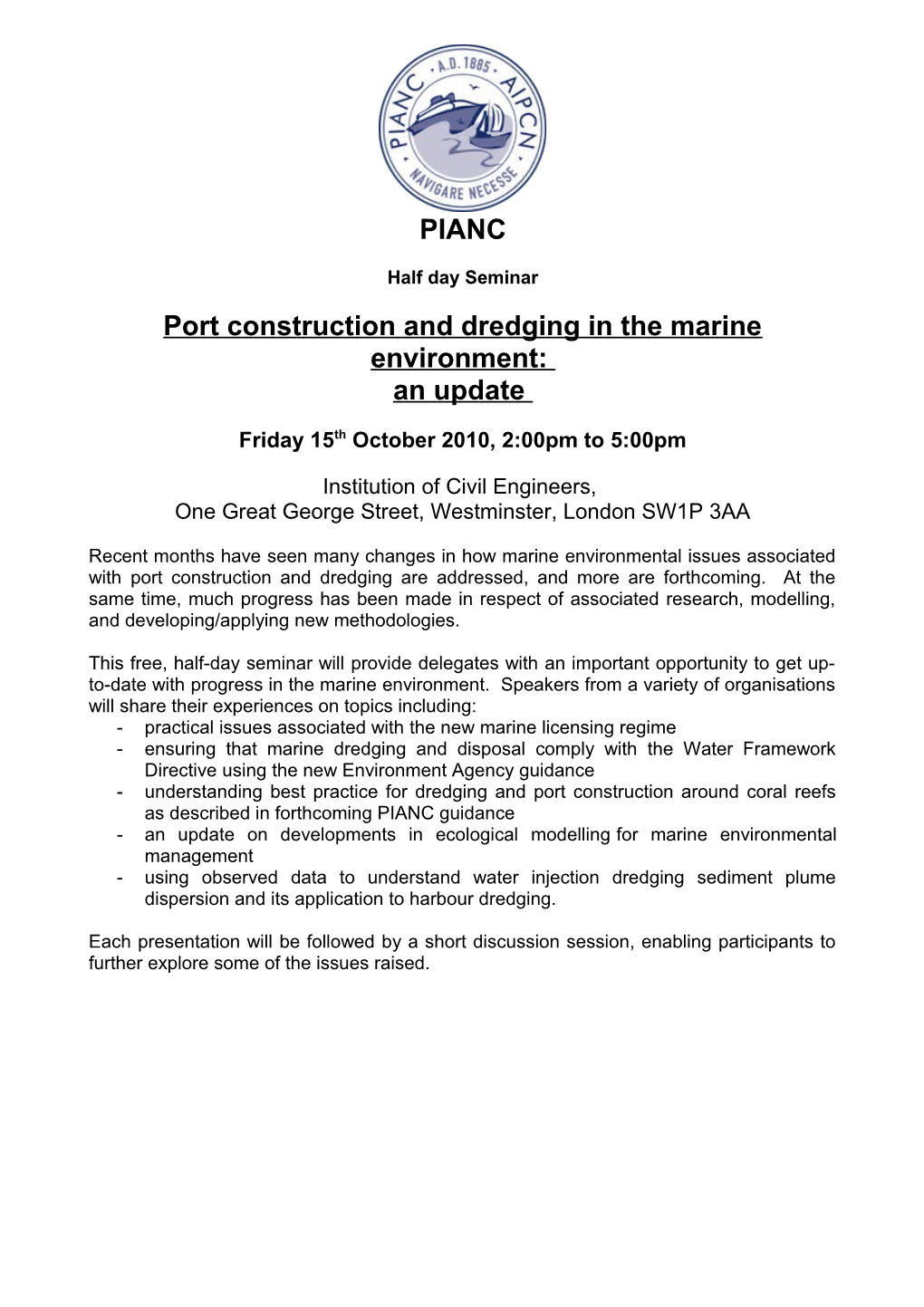 Port Construction and Dredging in the Marine Environment