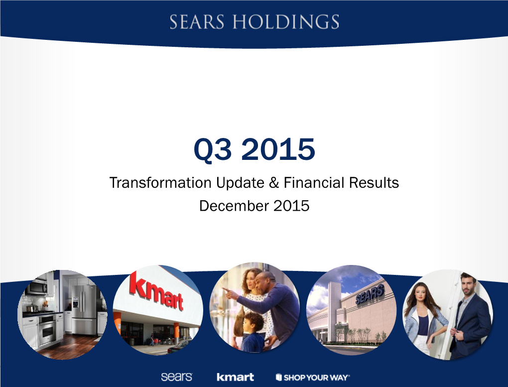 Sears Holdings Q3 Earnings Release Presentation