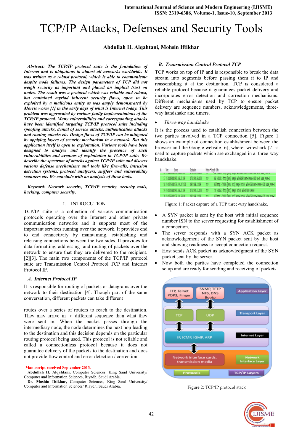 TCP/IP Attacks, Defenses and Security Tools