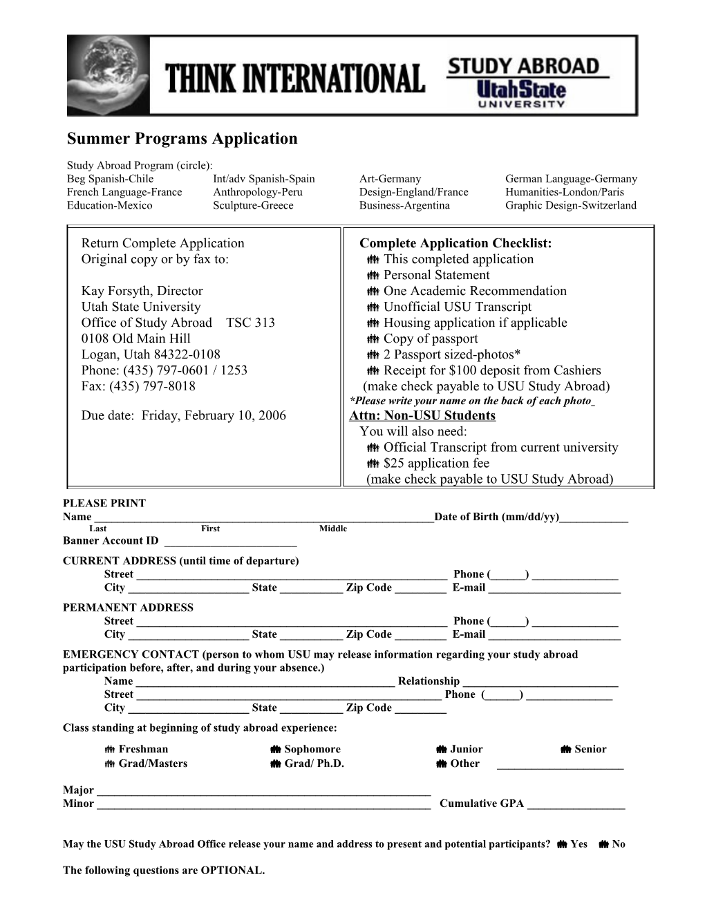 Summer Programs Application