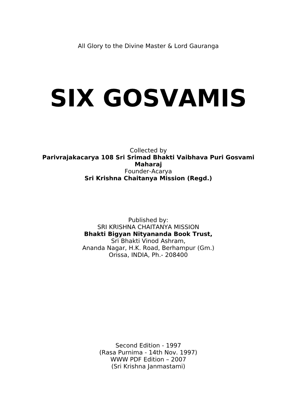 Six Gosvamis