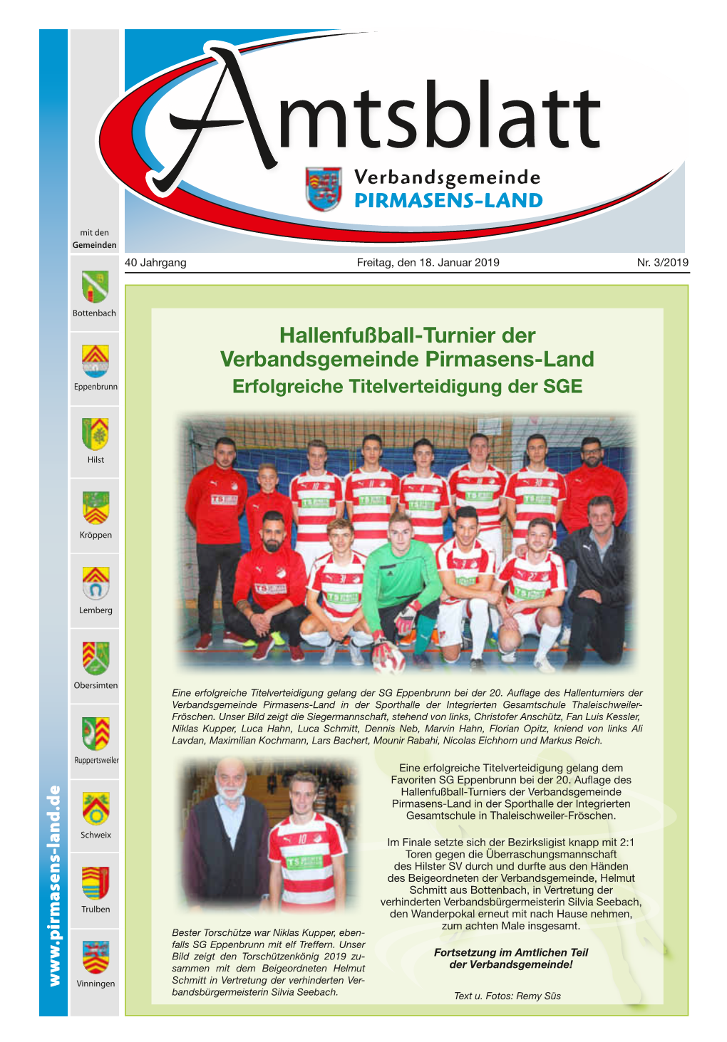 Hallenfußball-Turnier Der Verbandsgemeinde Pirmasens-Land Eppenbrunn Erfolgreiche Titelverteidigung Der SGE