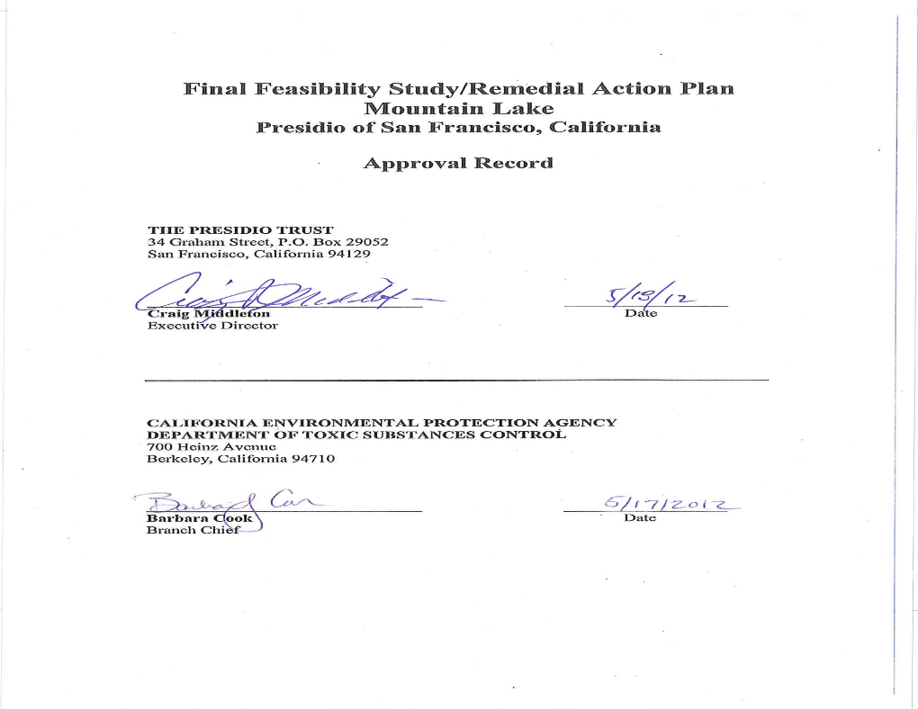 Final Feasibility Study/Remedial Action Plan, Mountain Lake