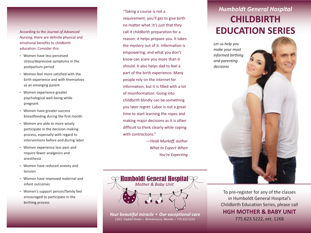 Childbirth Education Series, Please Call