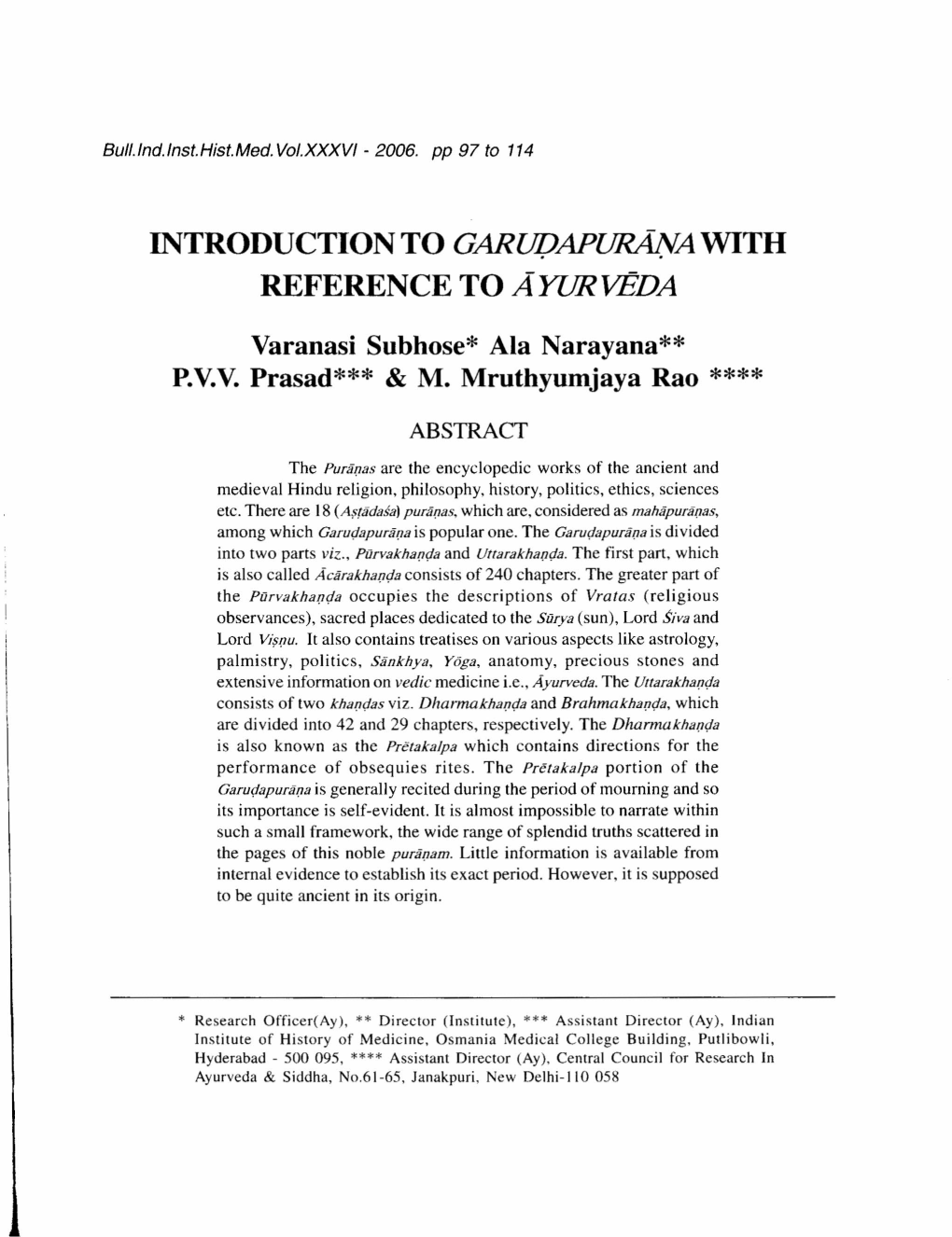 INTRODUCTION to Garul)Apl/RANA with REFERENCE to Ayurlpda