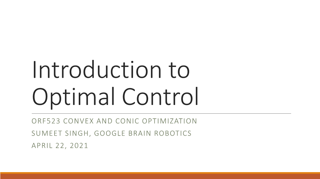 Optimal Control & Trajectory Optimization