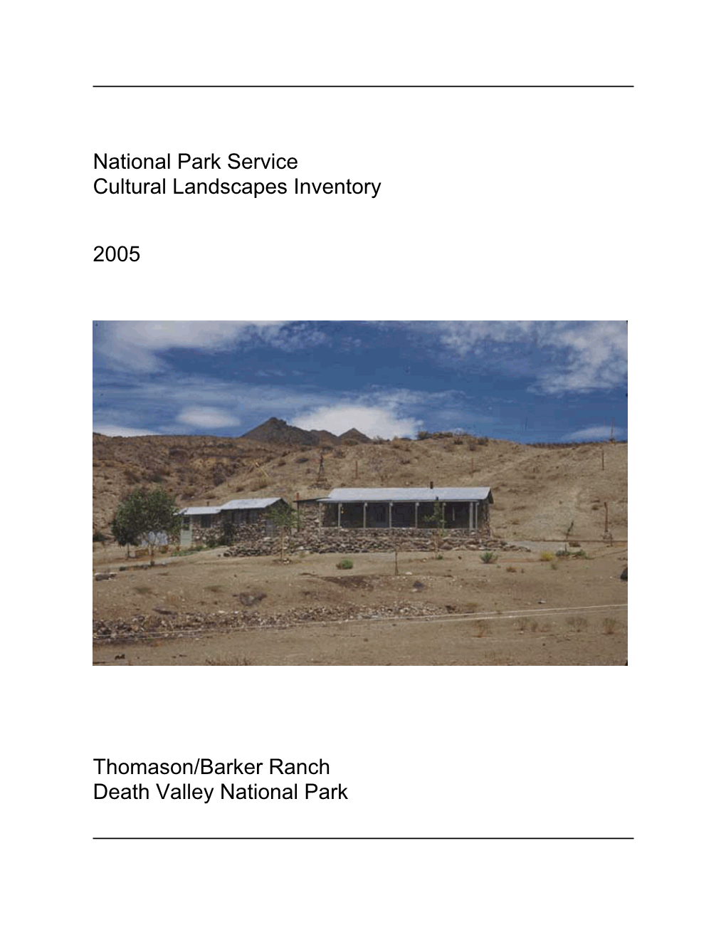 National Park Service Cultural Landscapes Inventory Thomason
