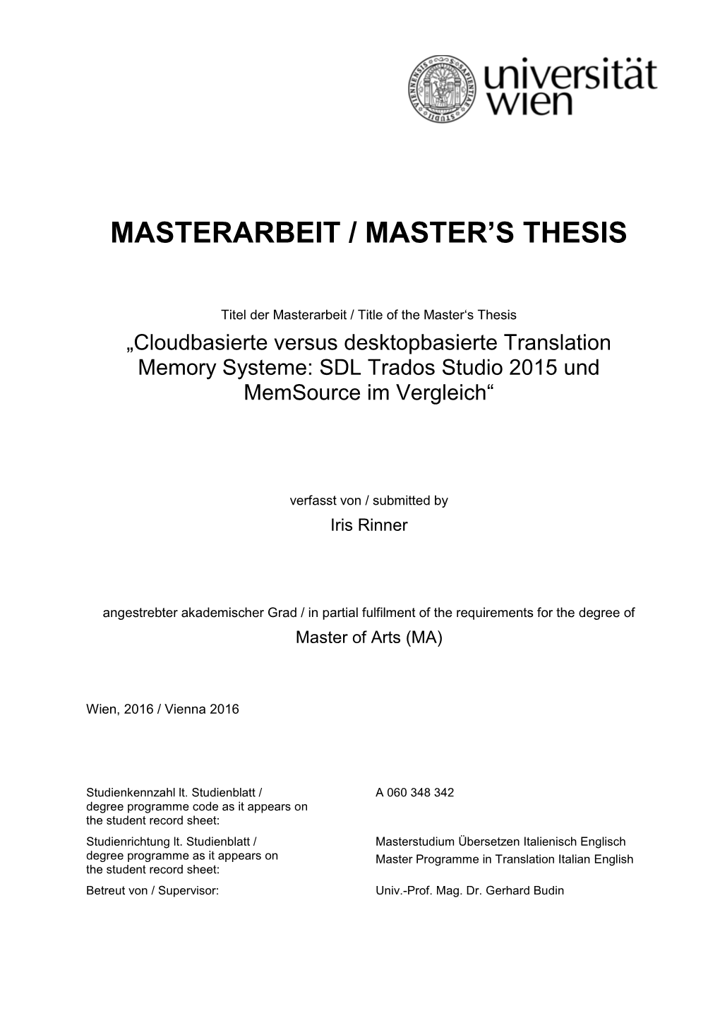 Masterarbeit / Master's Thesis