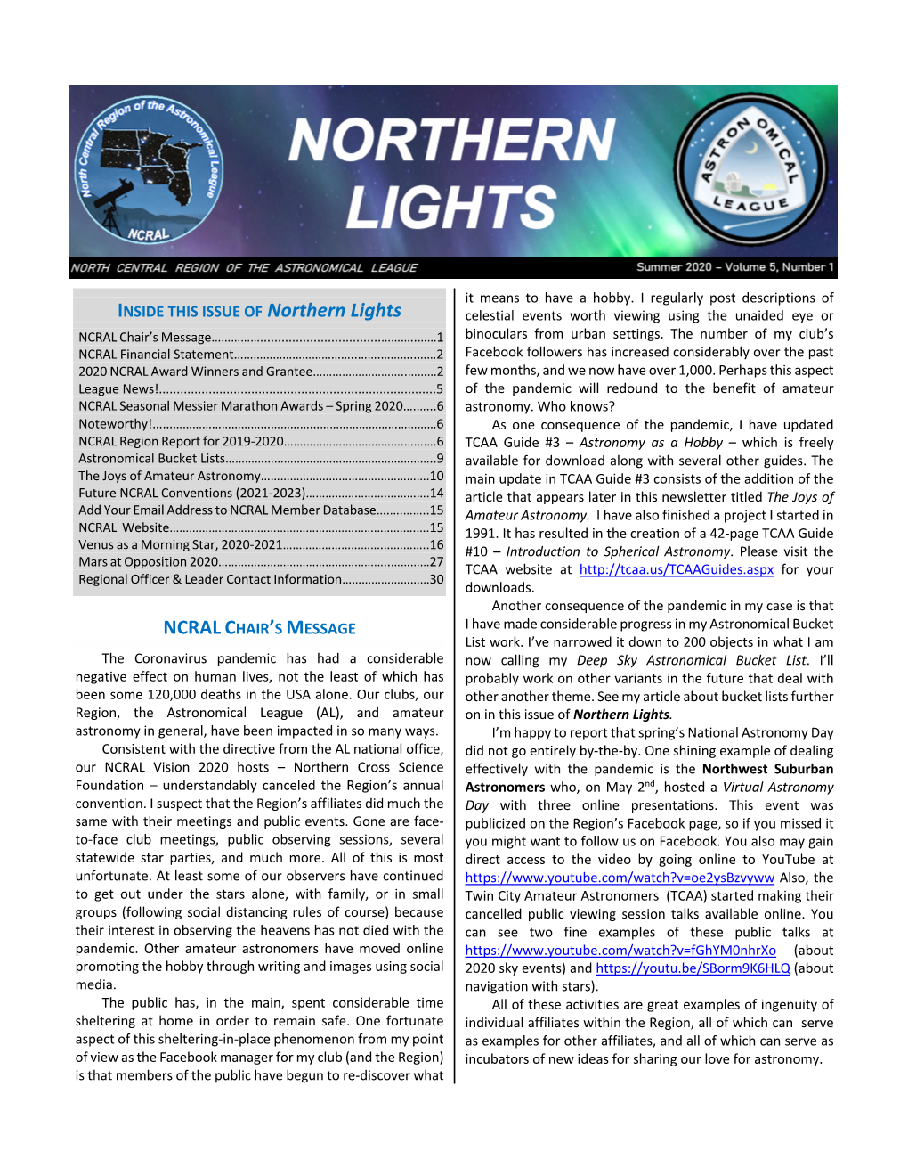 NCRAL Northern Lights Summer 2020