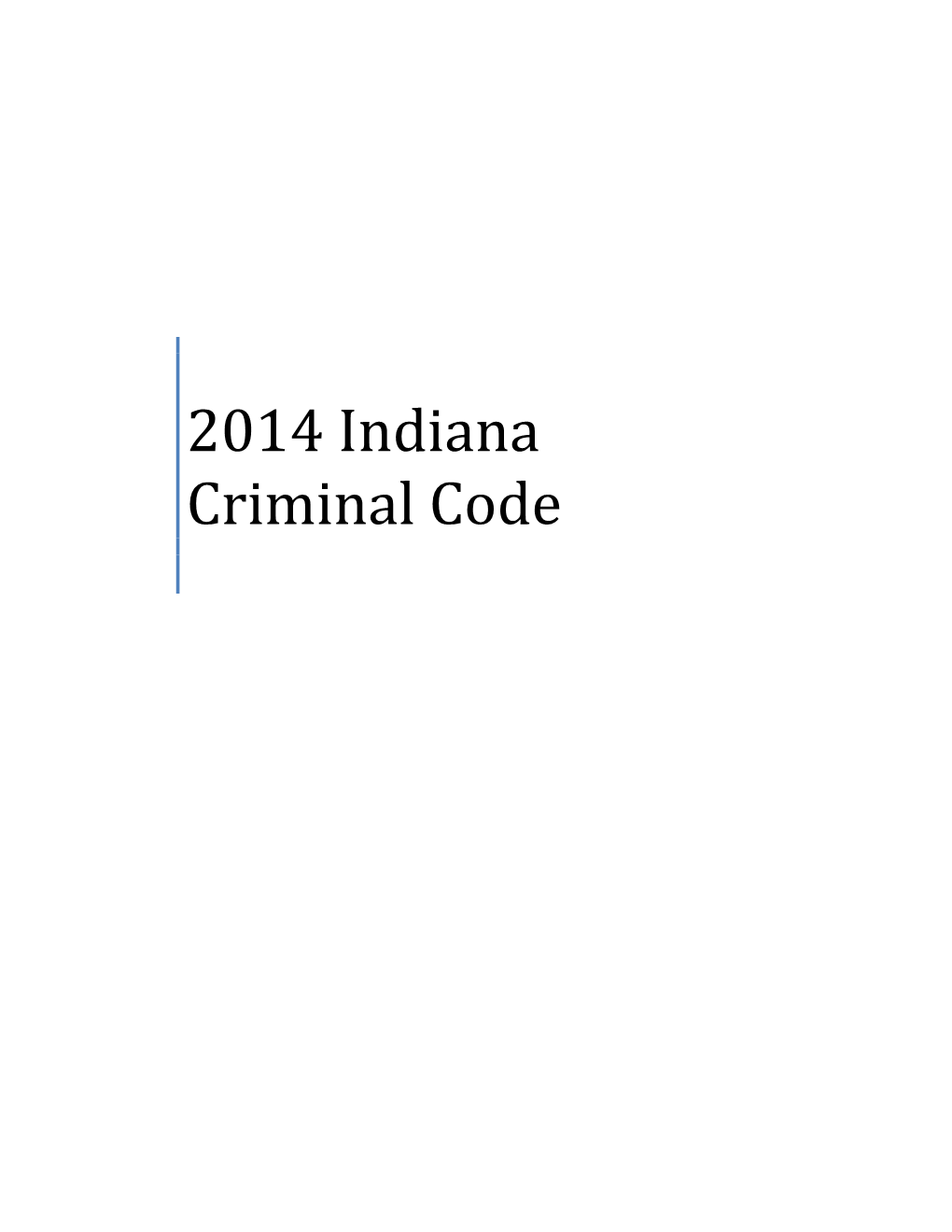 2014 Indiana Criminal Code