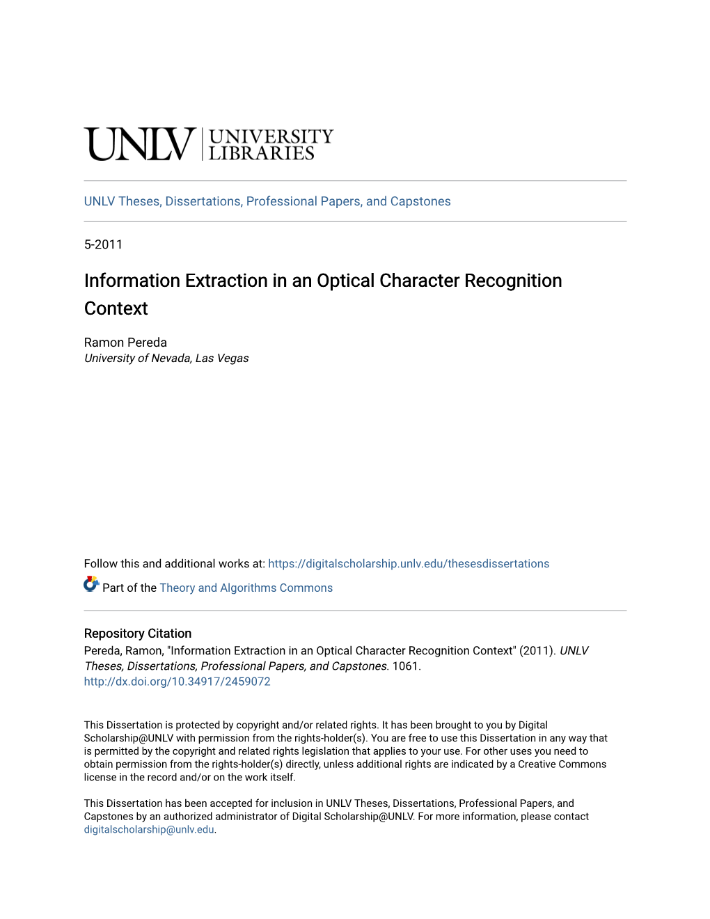 Information Extraction in an Optical Character Recognition Context