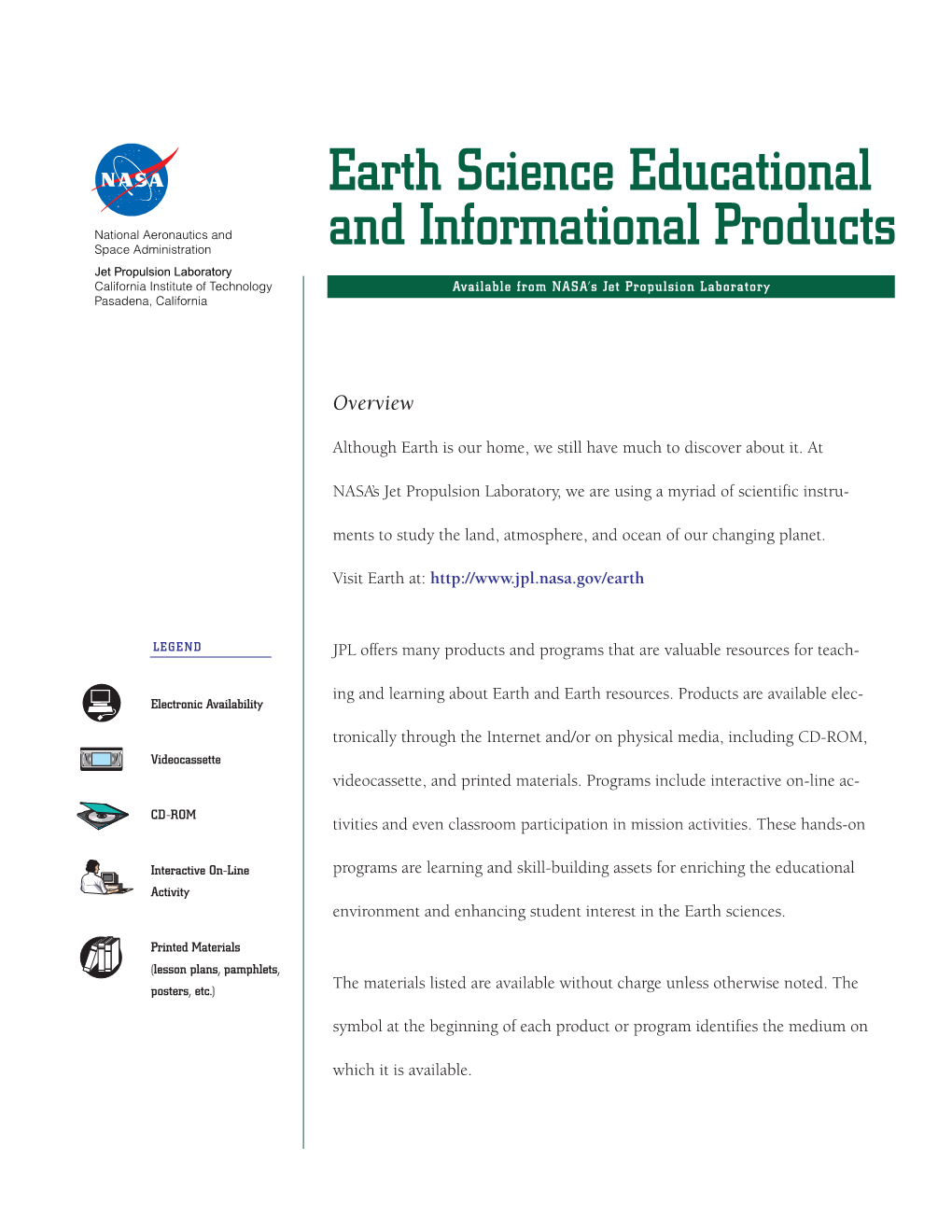 Earth Science Educational and Informational Products