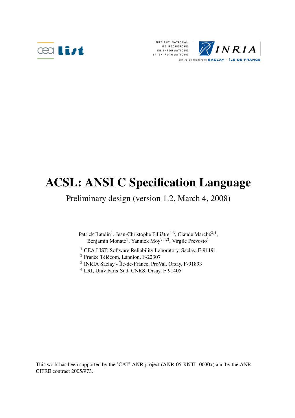 ACSL: ANSI C Specification Language