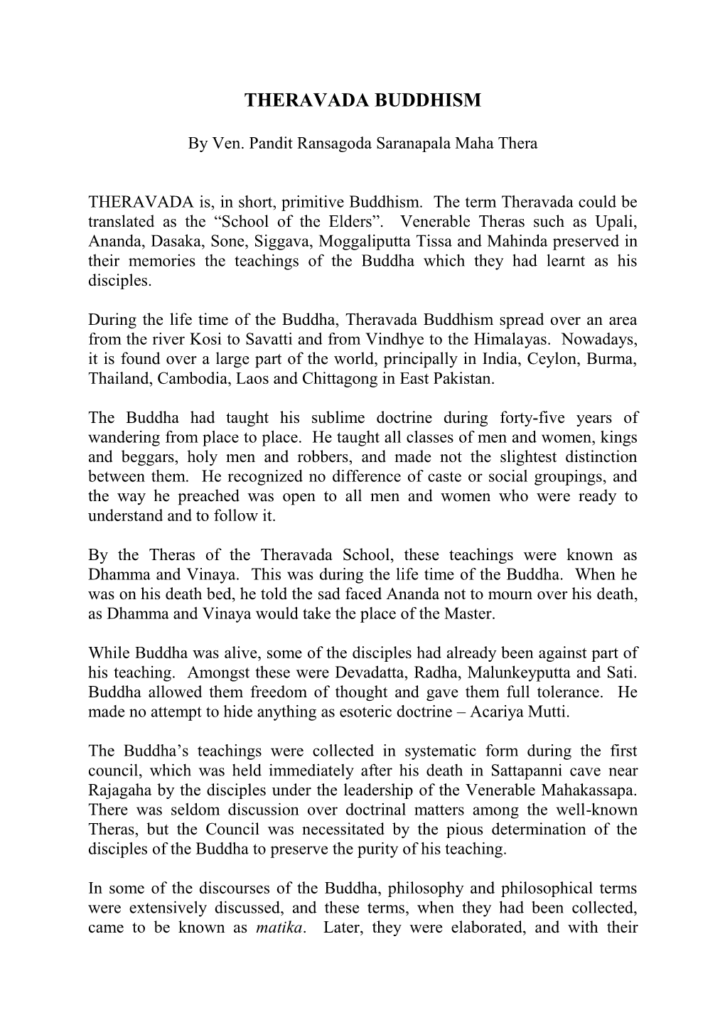 Theravada Buddhism