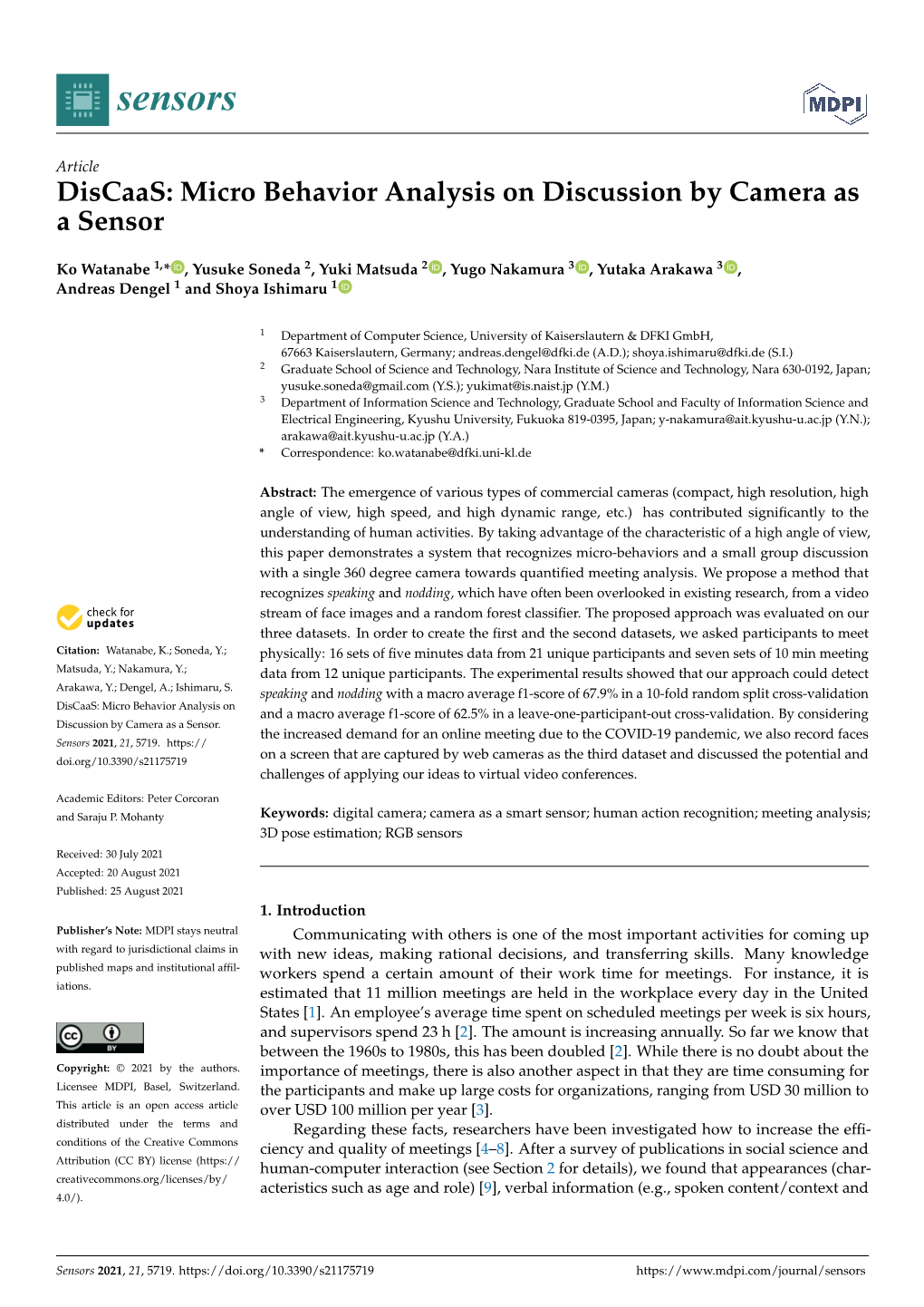 Discaas: Micro Behavior Analysis on Discussion by Camera As a Sensor