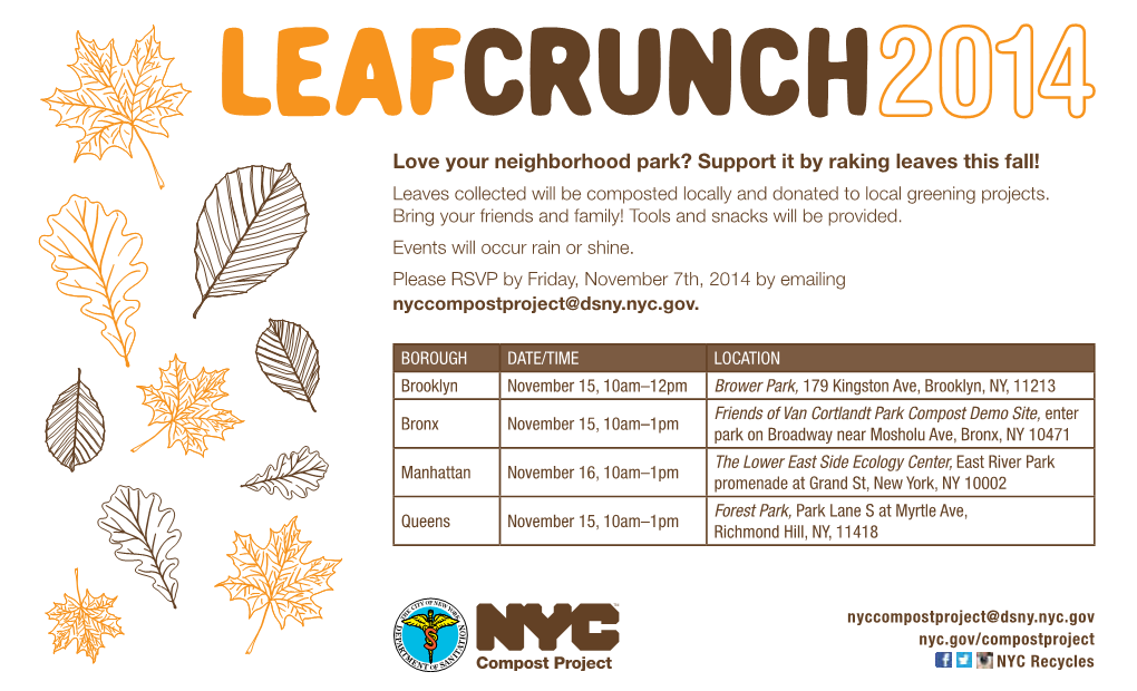 Love Your Neighborhood Park? Support It by Raking Leaves This Fall! Leaves Collected Will Be Composted Locally and Donated to Local Greening Projects