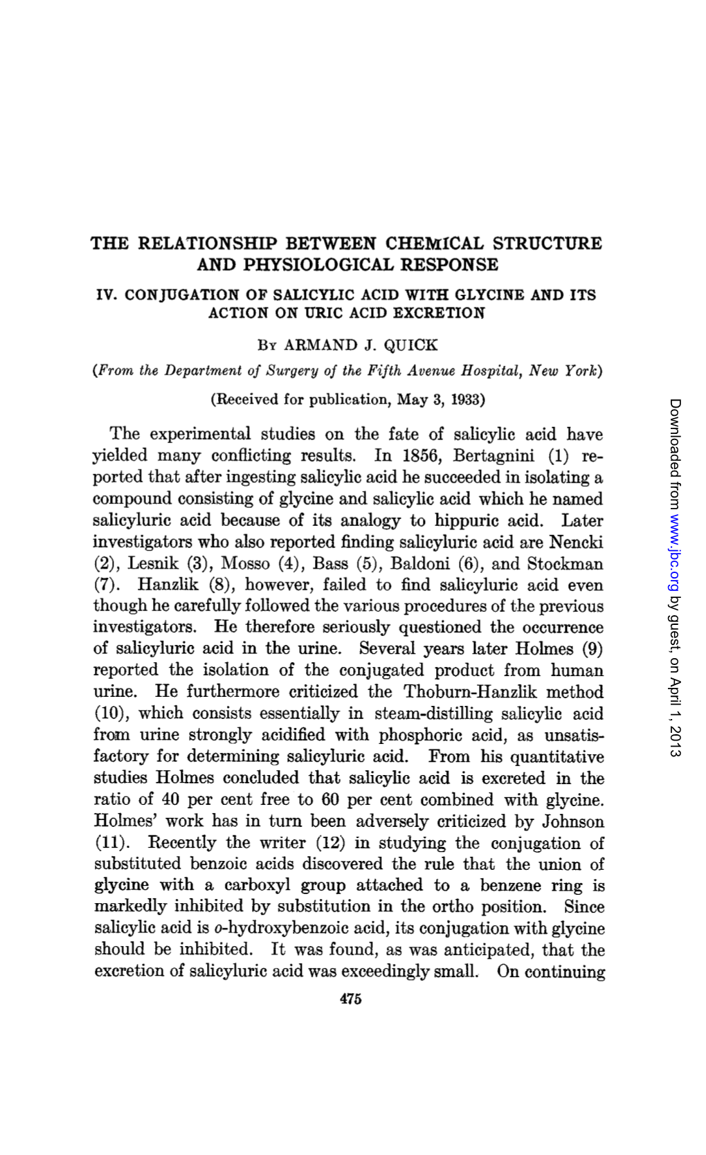 The Relationship Between Chewcal Structure and Physiological Response