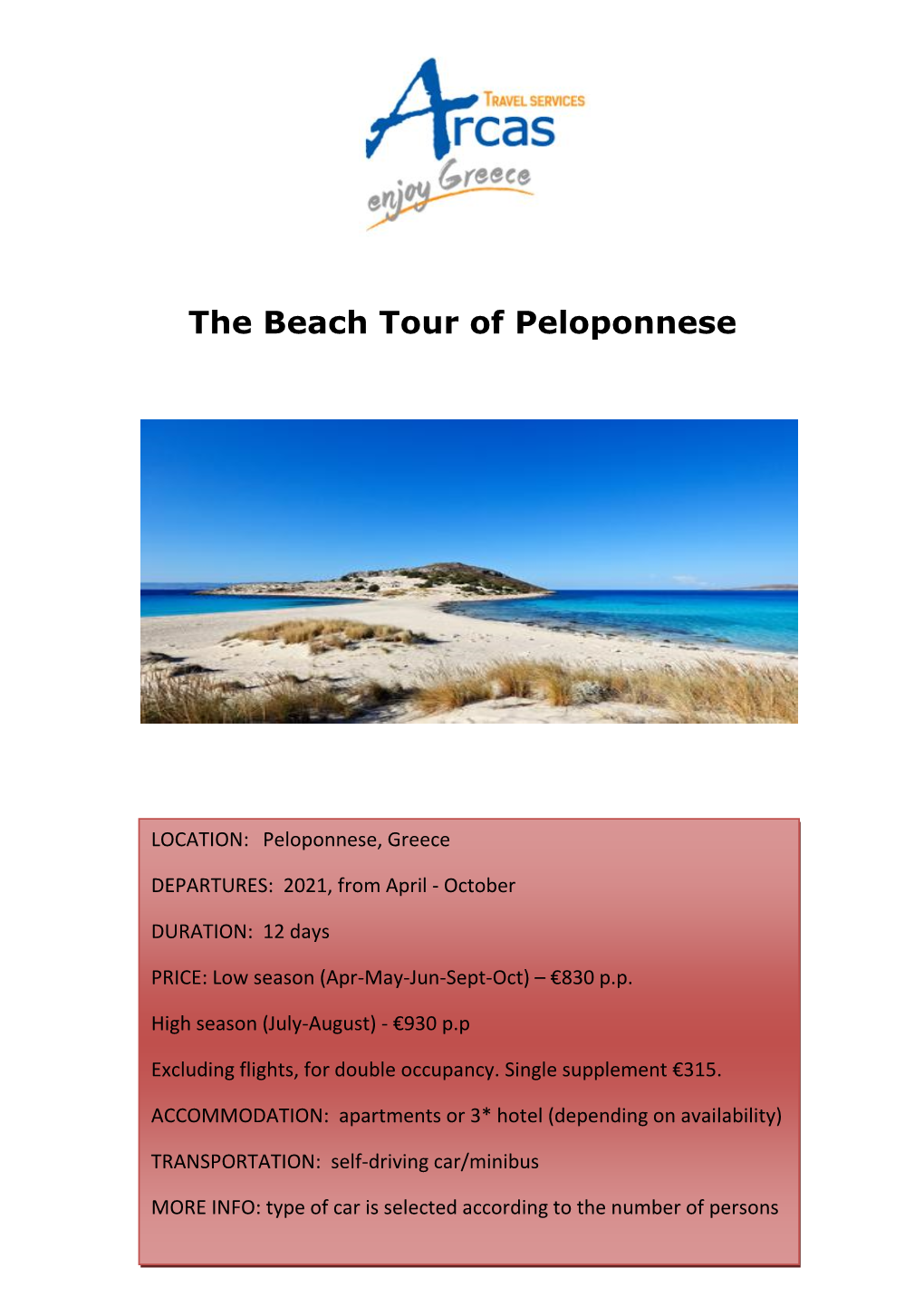 The Beach Tour of Peloponnese