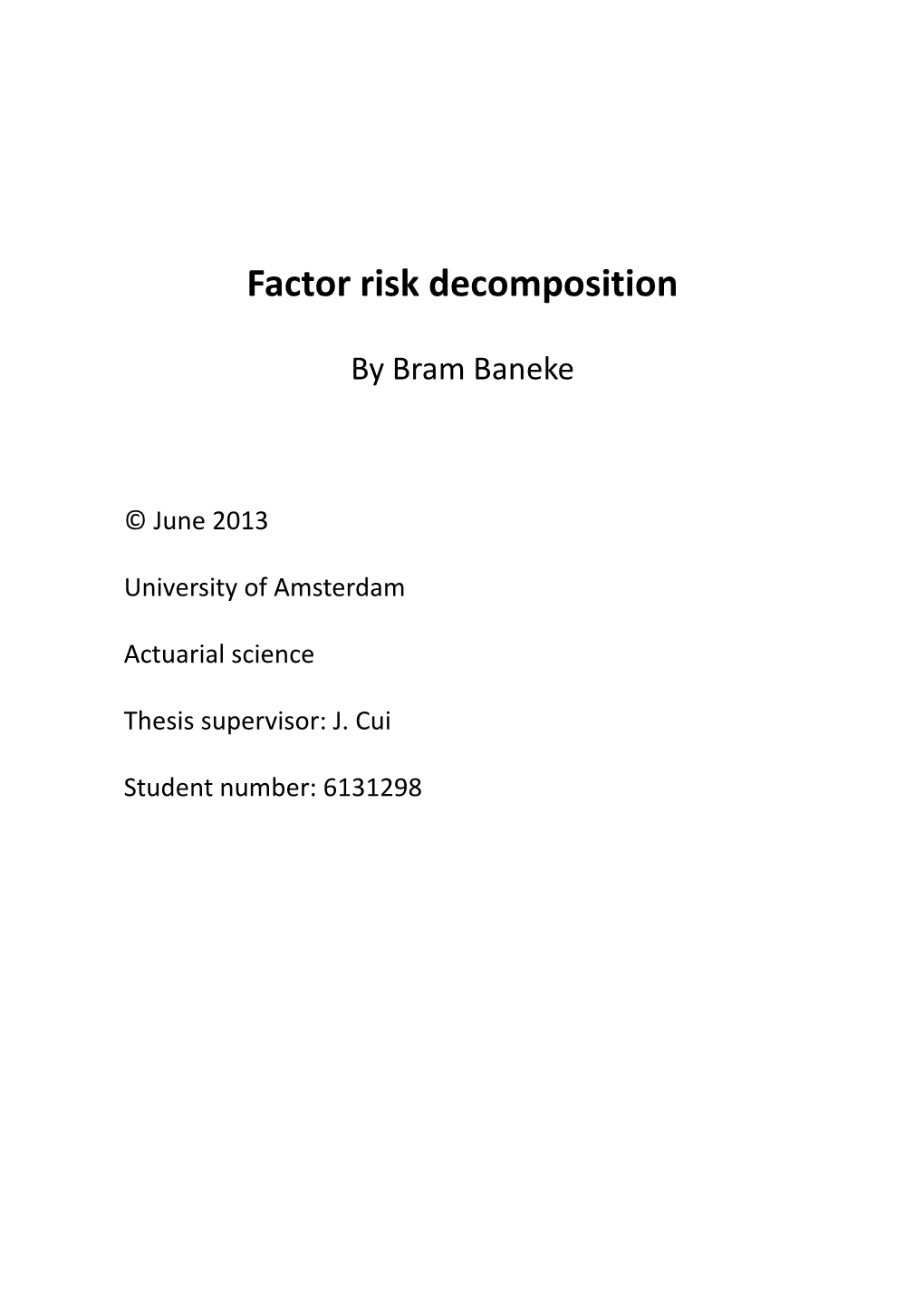 Factor Risk Decomposition