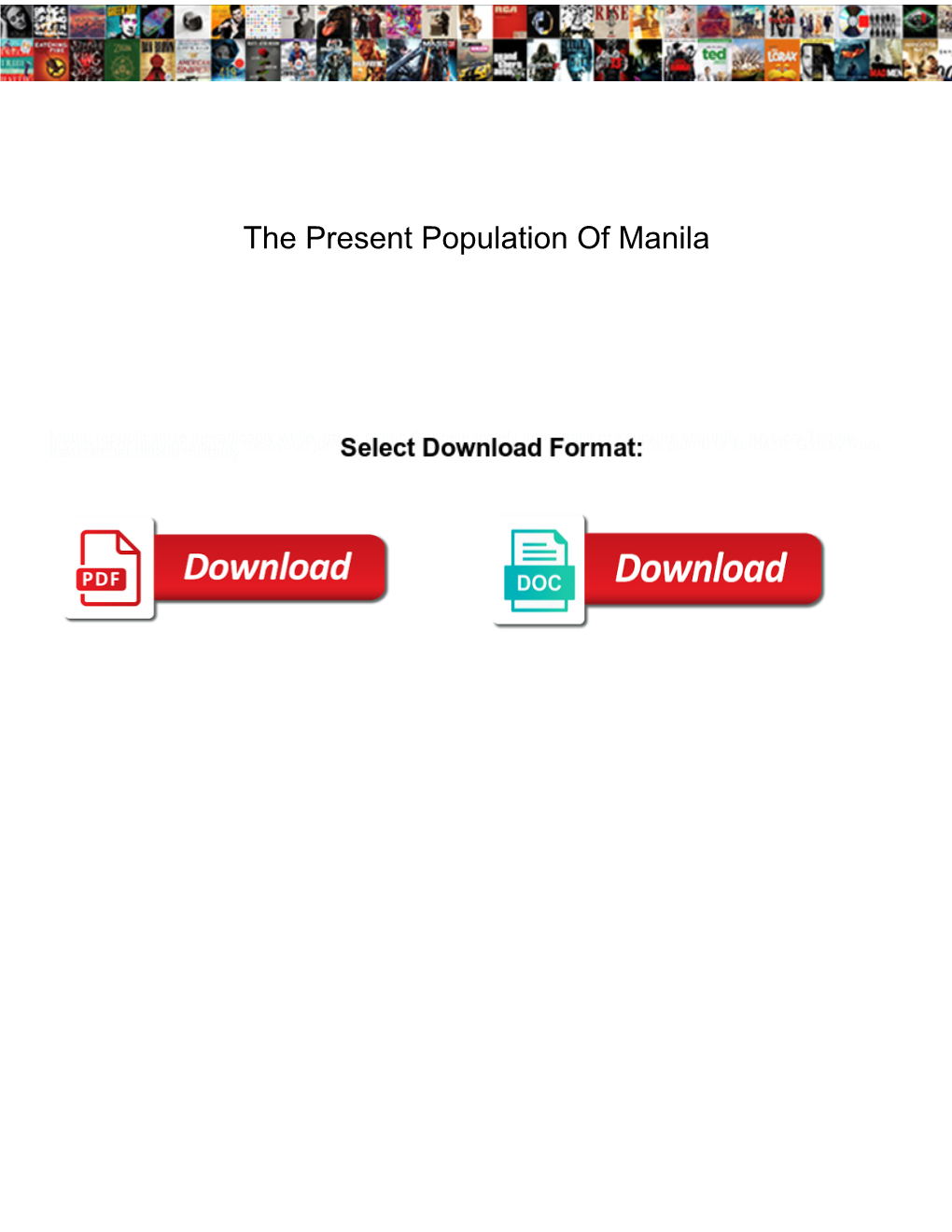 The Present Population of Manila