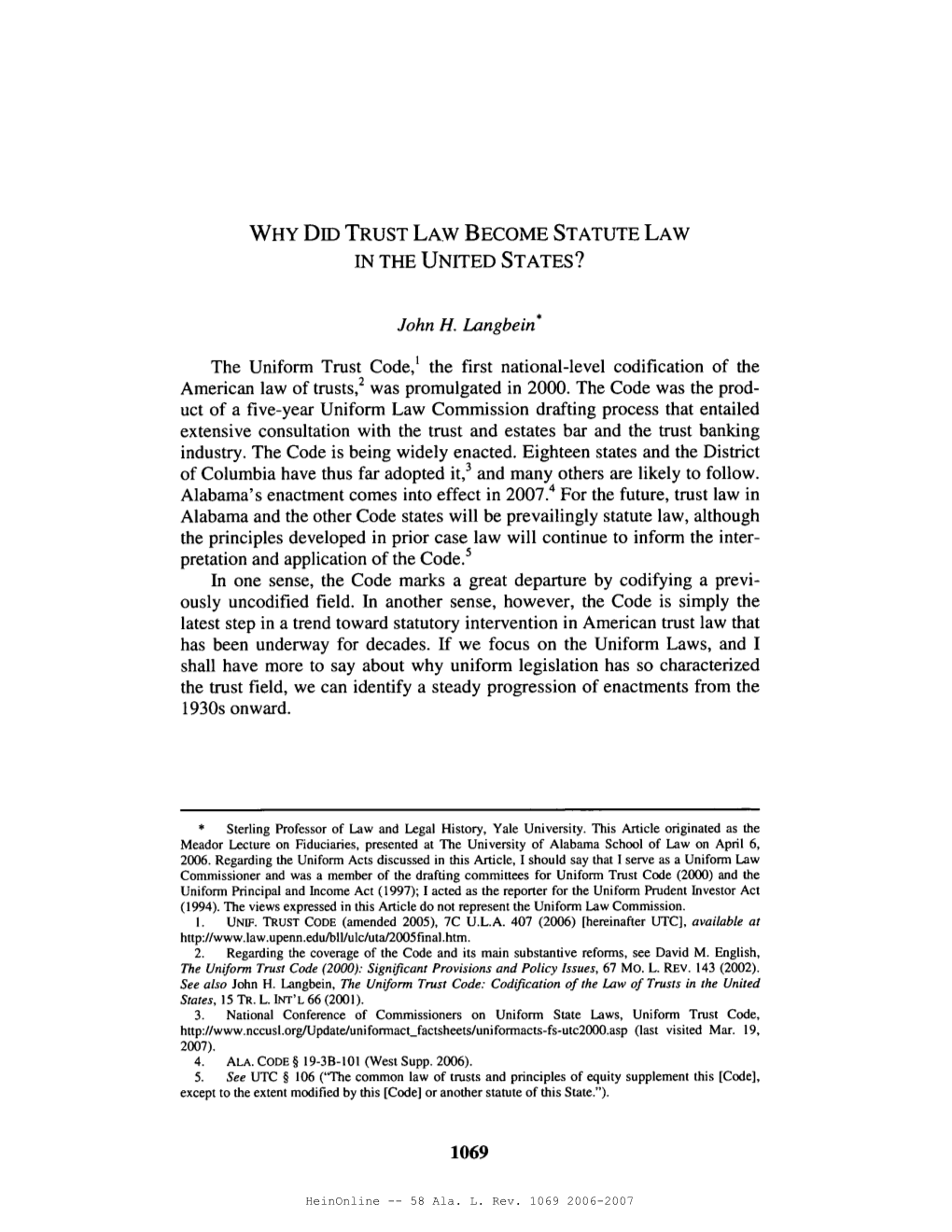 Why Did Trust Law Become Statute Law in the United States?