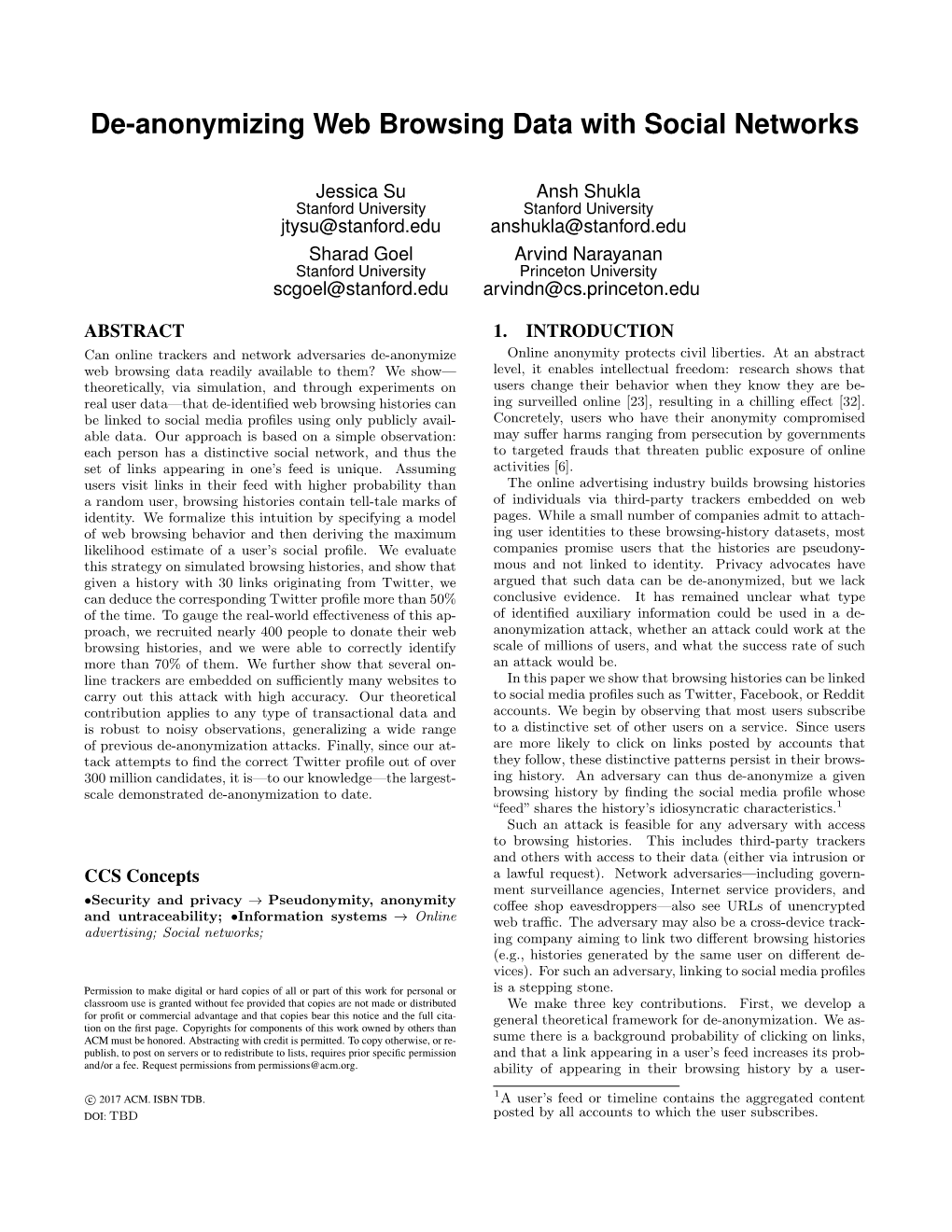 De-Anonymizing Web Browsing Data with Social Networks