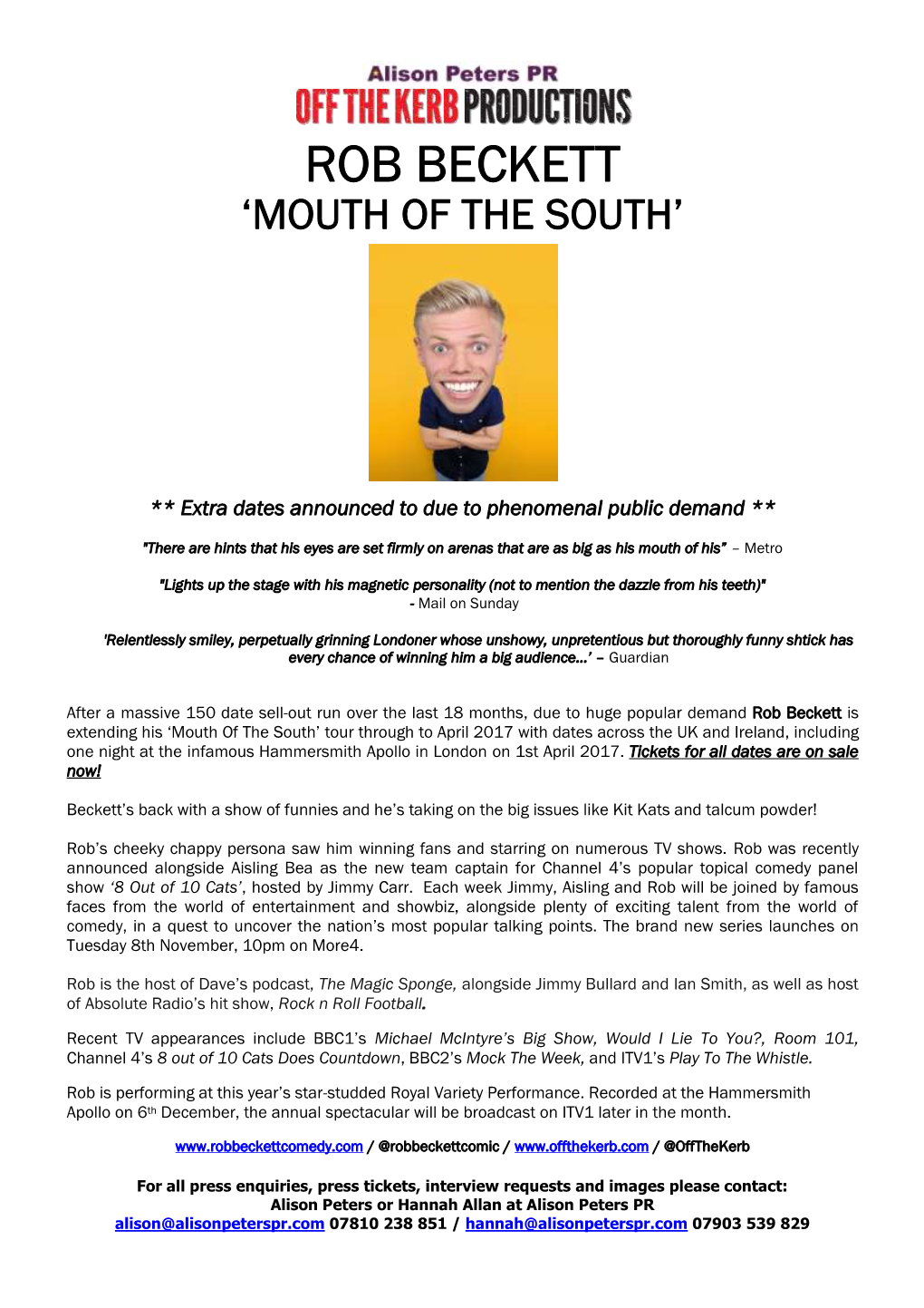 Rob Beckett ‘Mouth of the South’