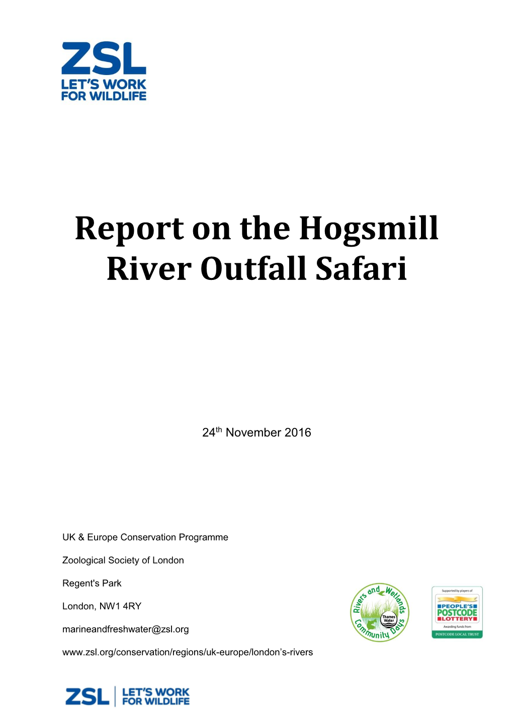 Report on the Hogsmill River Outfall Safari