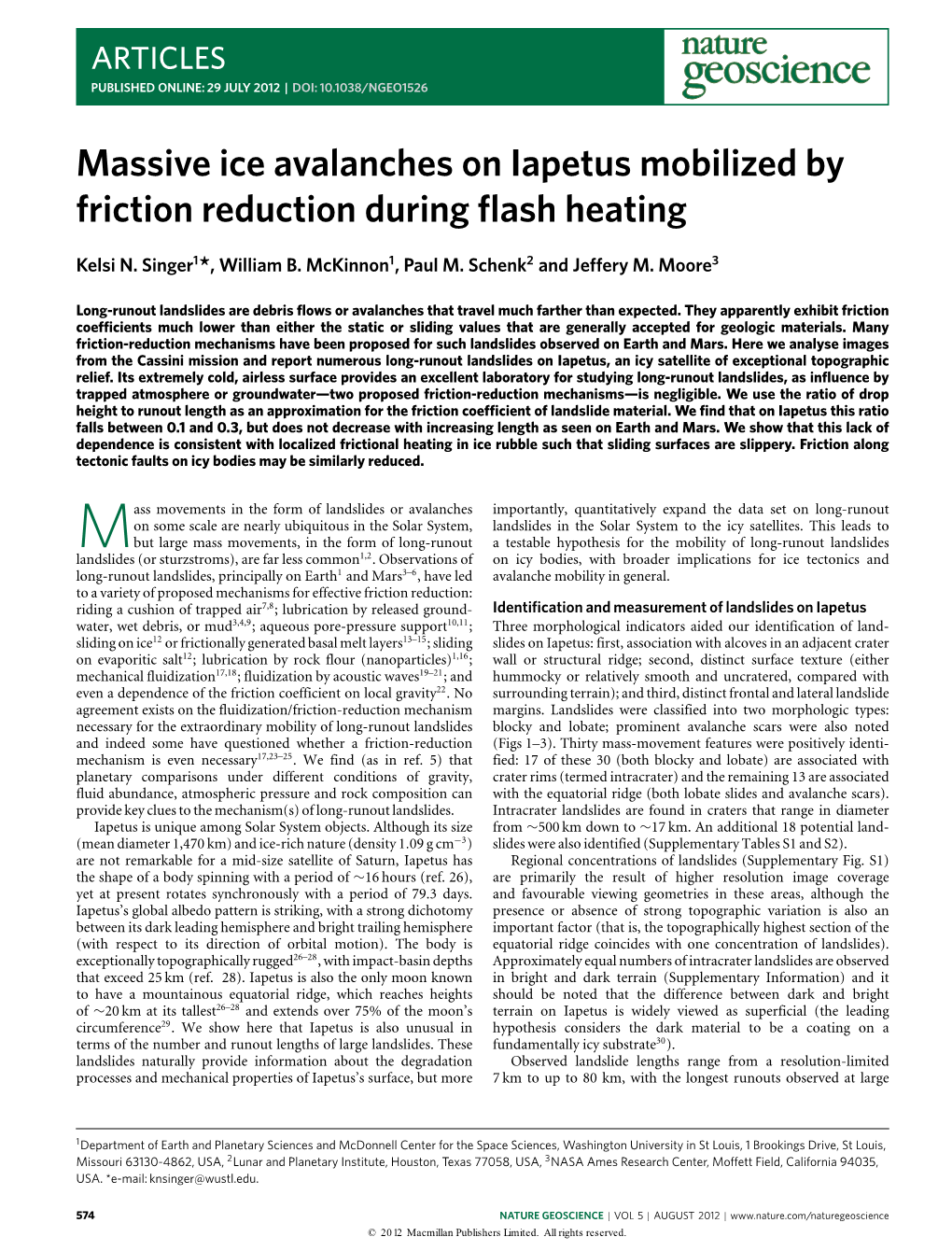 Massive Ice Avalanches on Iapetus Mobilized by Friction Reduction During ﬂash Heating