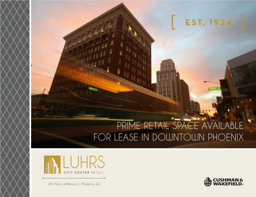 Prime Retail Space Available for Lease in Downtown Phoenix