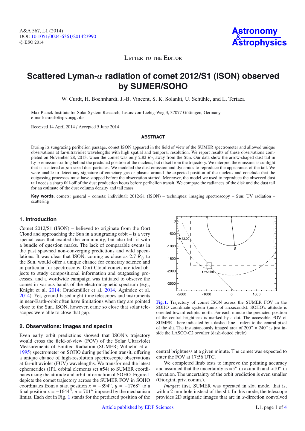 Scattered Lyman-Α Radiation of Comet 2012/S1 \(ISON\) Observed By