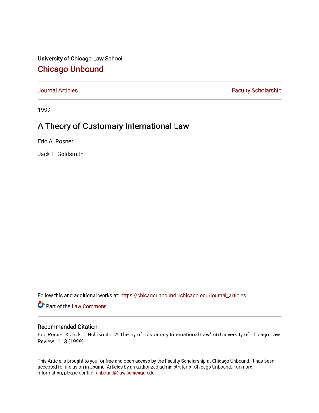 A Theory of Customary International Law
