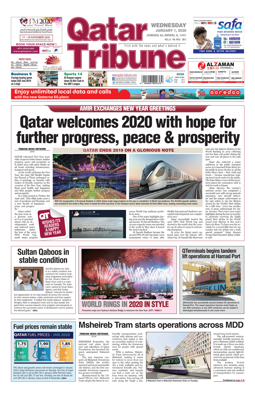 Qatar Welcomes 2020 with Hope for Further Progress, Peace & Prosperity