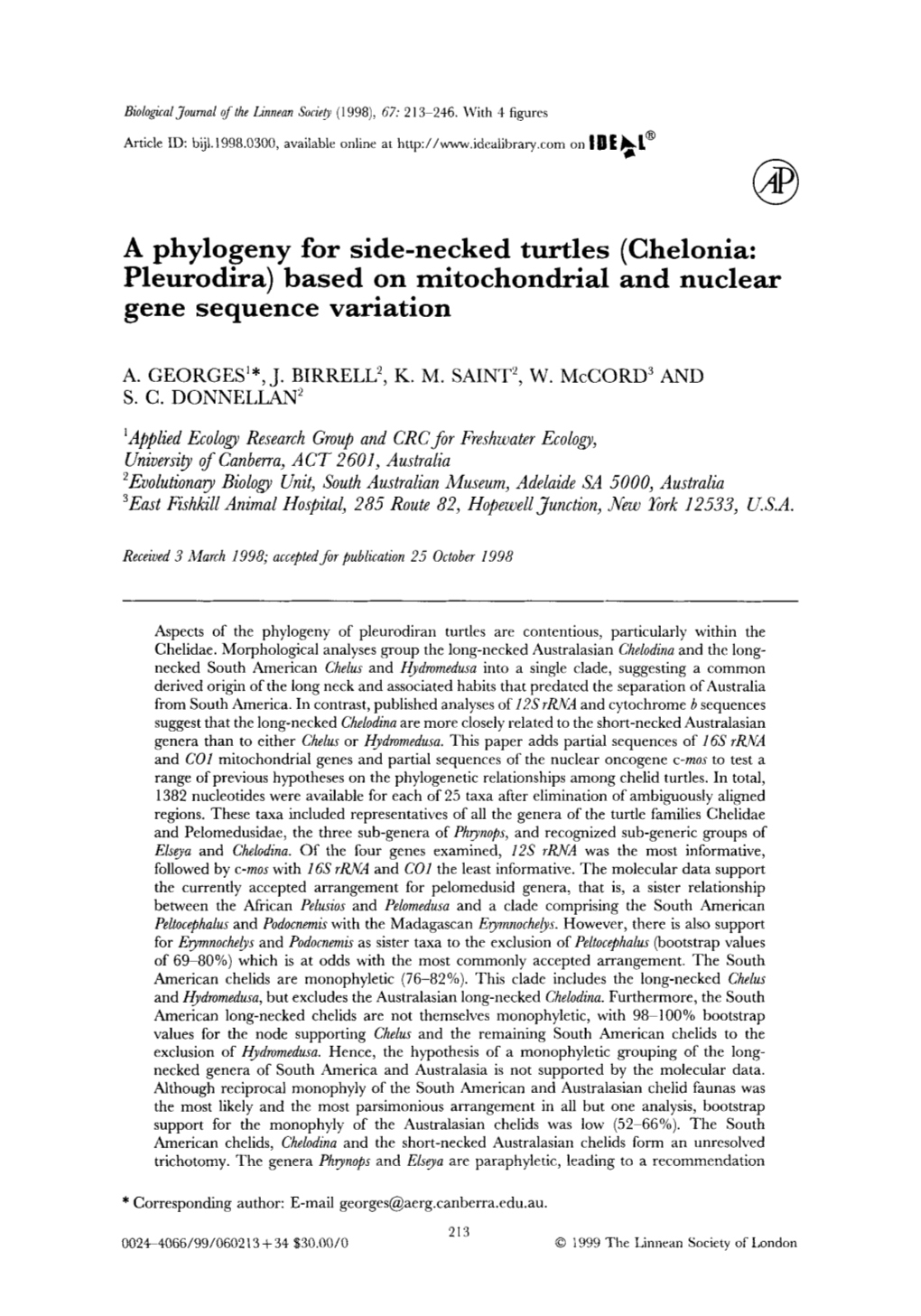 Based on Mitochondrial and Nuclear Gene Sequence Variation