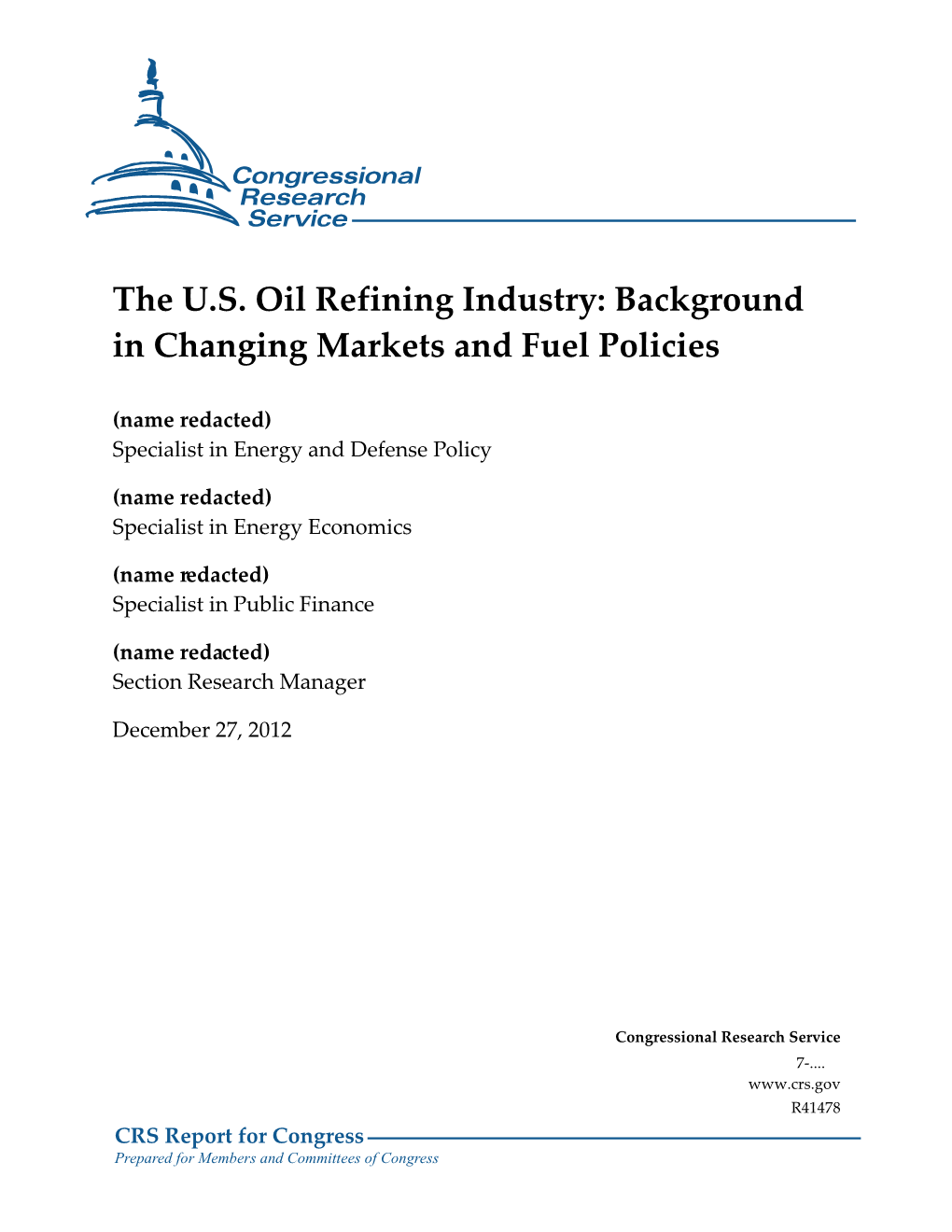 The US Oil Refining Industry